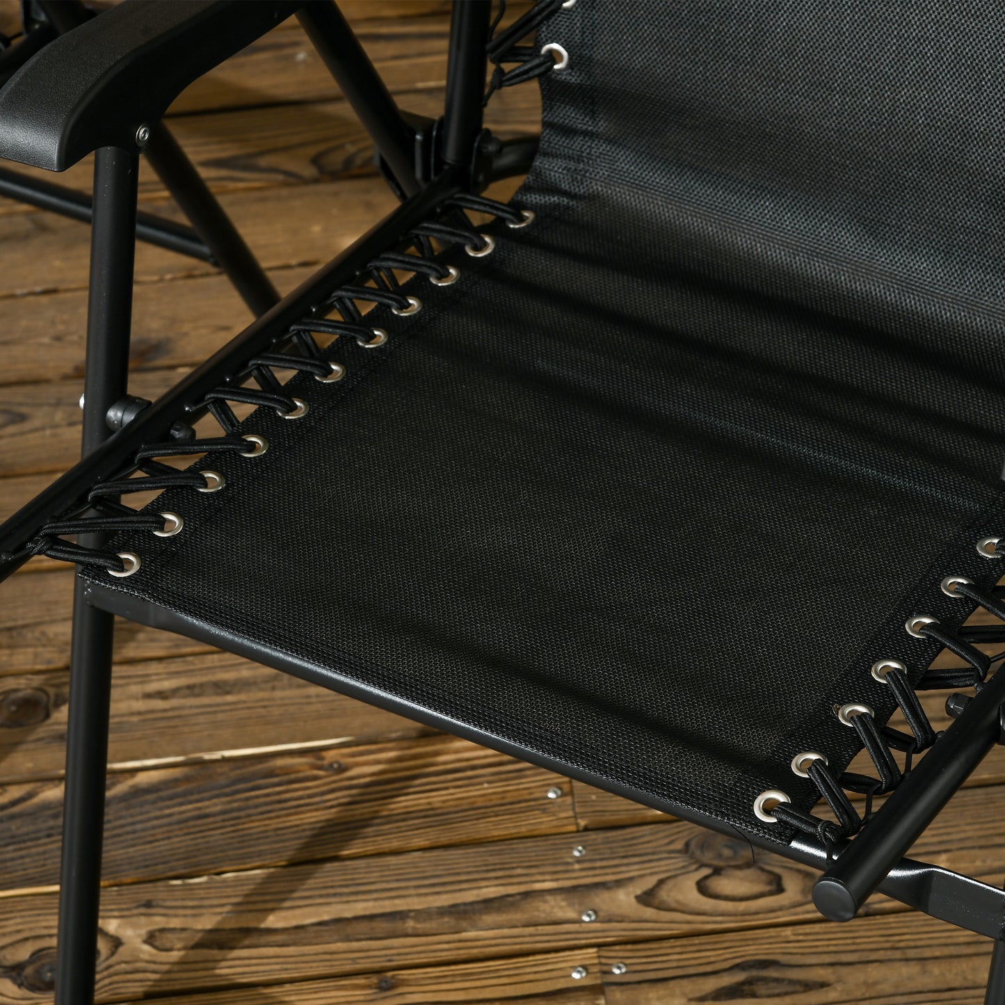 Palo Set Of 2 Metal Black Folding Outdoor Lounger Chairs With Armrests