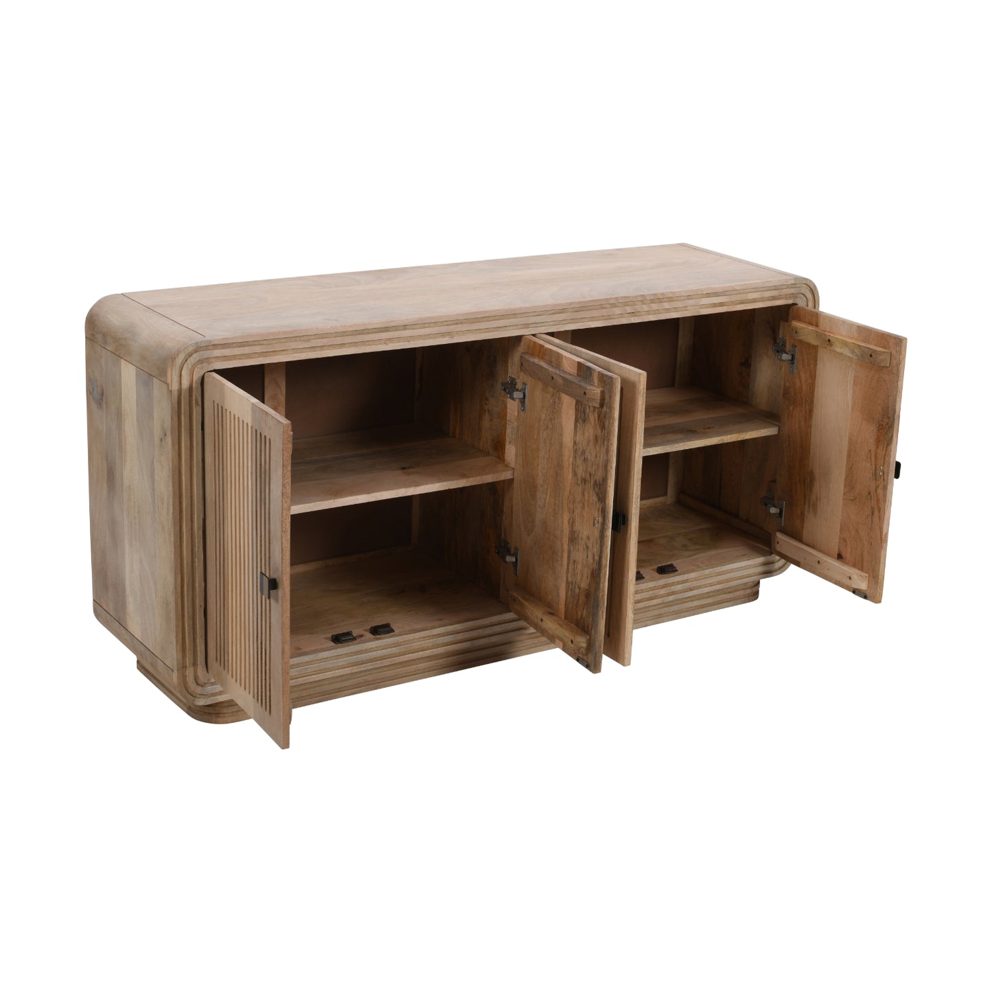 Arizona Carved Natural Mango Wood 4 Door Sideboard