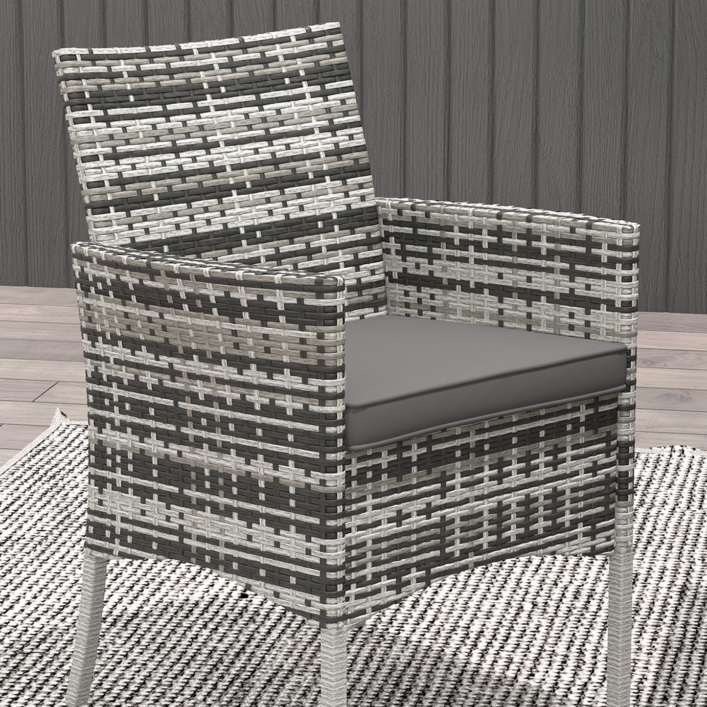 Hayosa Yoka Rattan Grey 4 Seaeter Garden Dining Set With Cushions