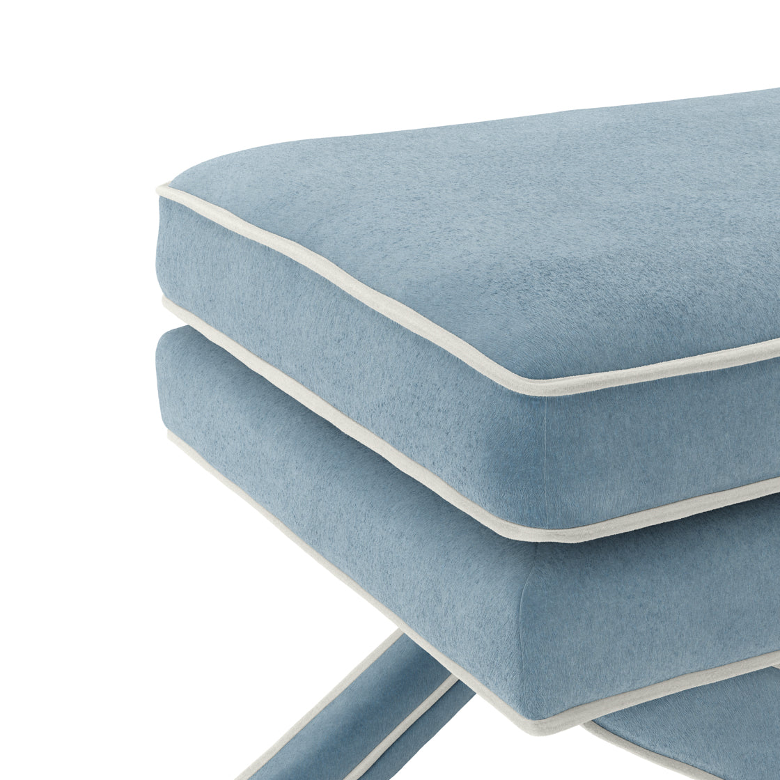 Theodor Ice Blue Velvet Stool X Cross Legs