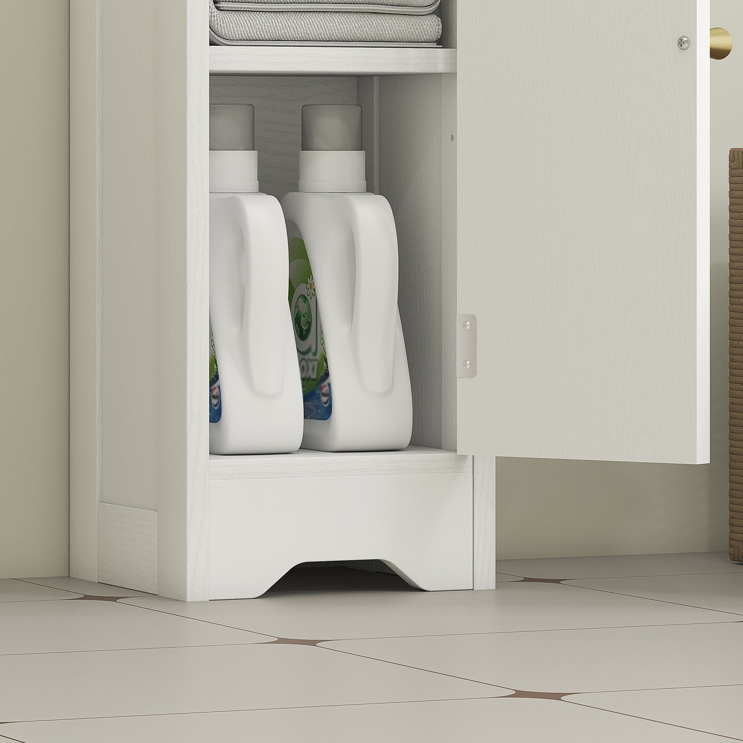 Luluno Compact Bathroom Storage Cabinet With Toilet Roll Holder White