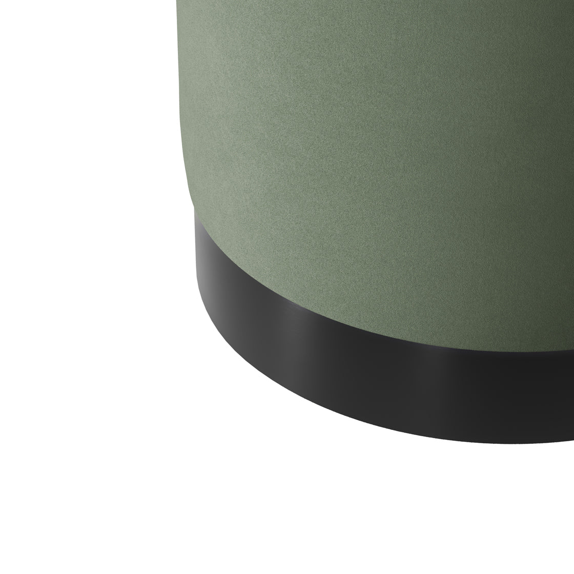 Kalua Small Sage Green Round Velvet Stool Matt Black Base