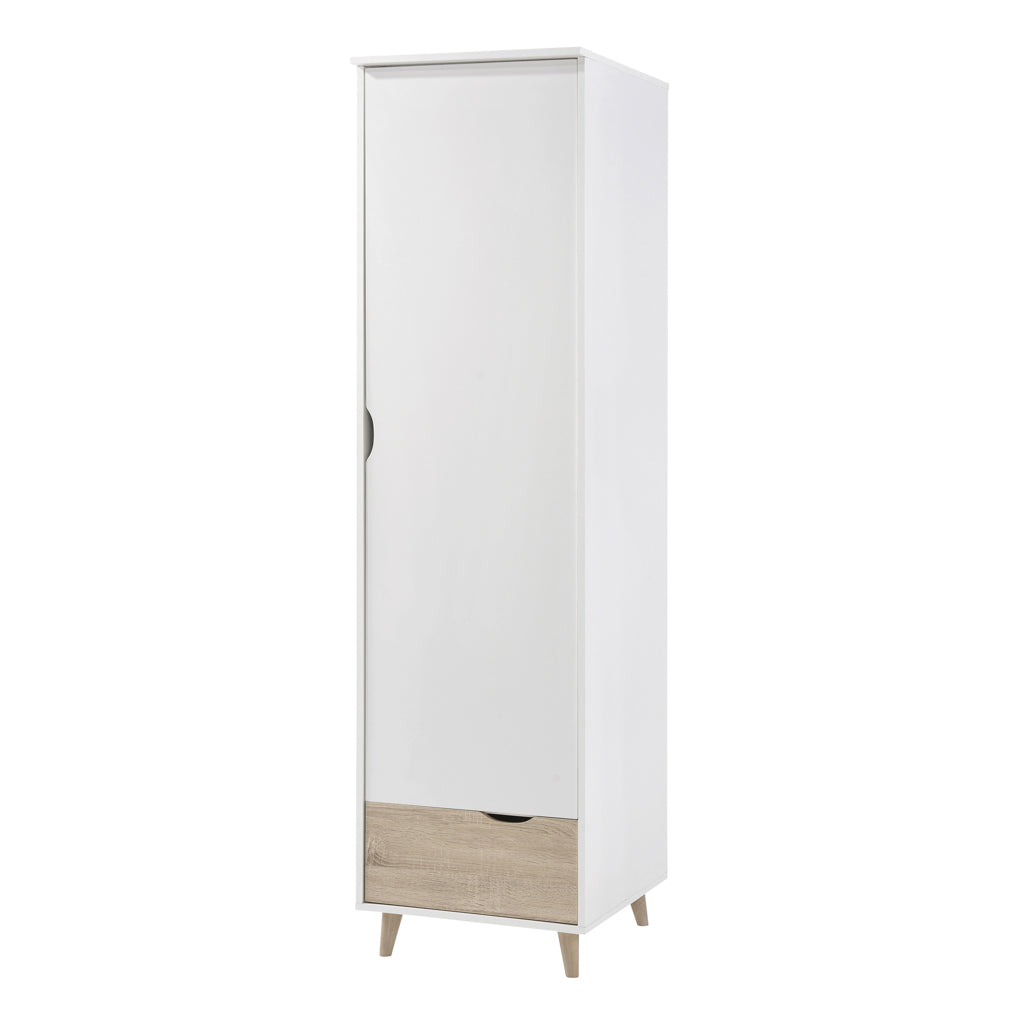 Skerries 1 Door Wardrobe White and Natural Oak Wood