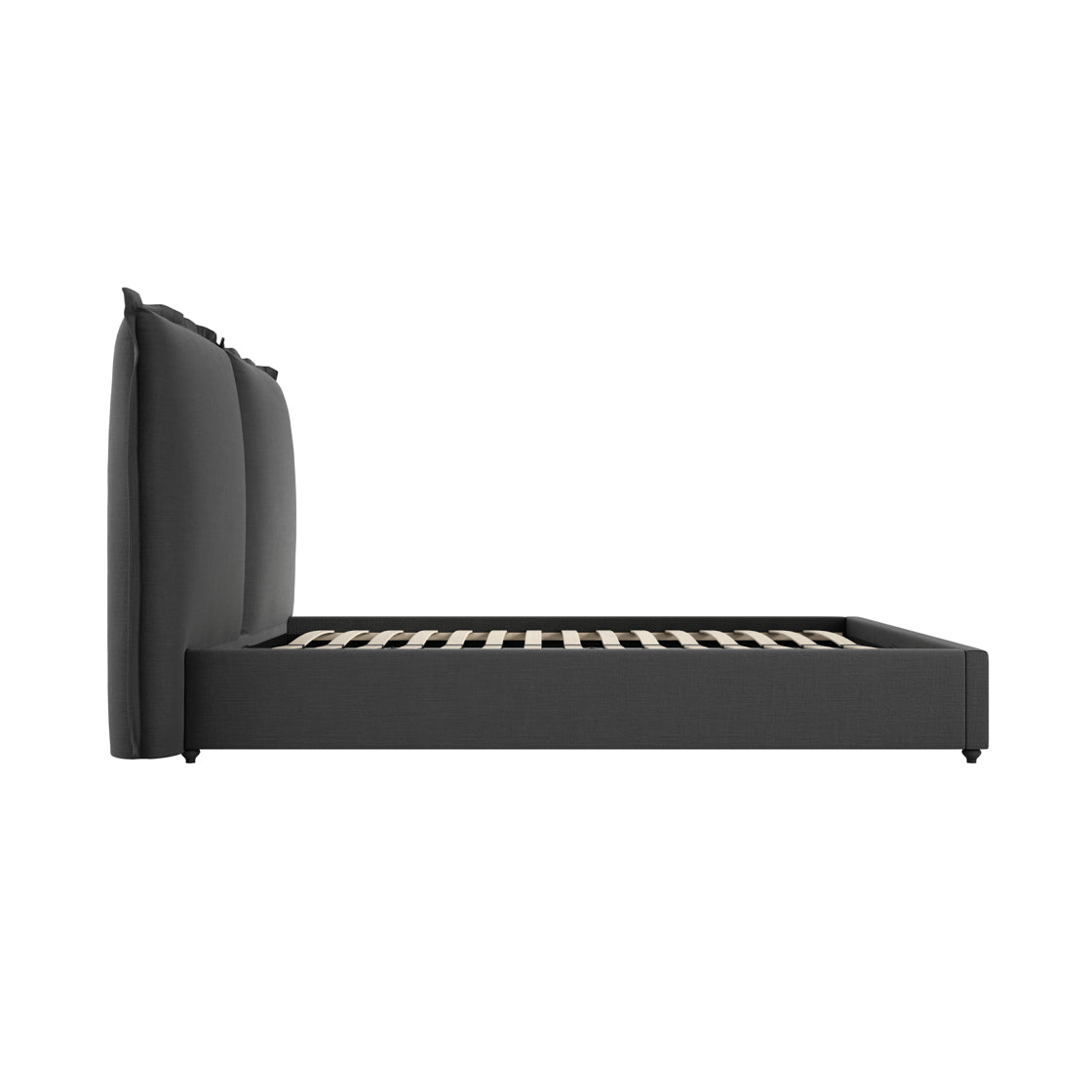 Wexford Deep Grey Linen Upholstered 4ft6 Double Bed Pillow Headboard