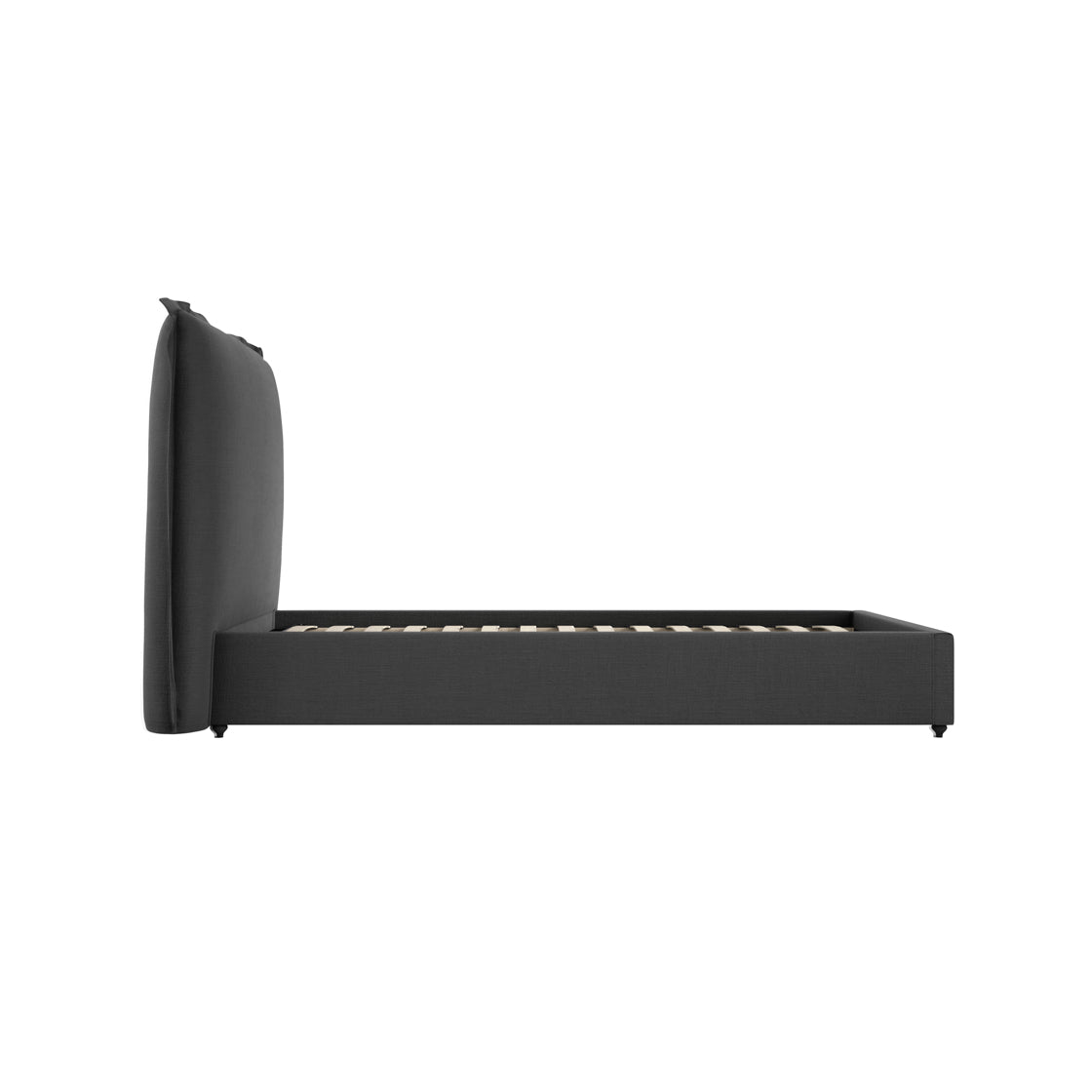 Wexford Deep Grey Linen Upholstered 3ft Single Bed Pillow Headboard