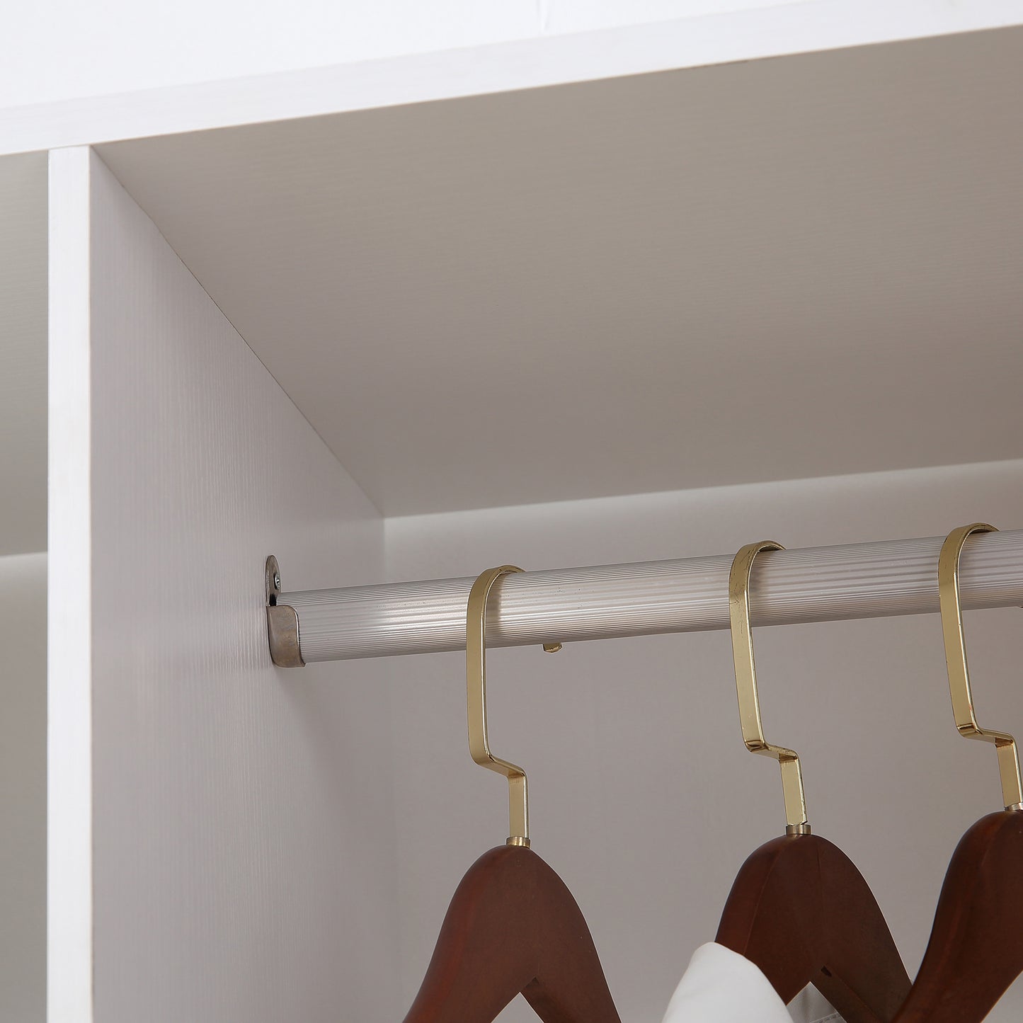 Belario White Double Open Wardrobe With Shelves Hanging Rail And Lockable Wheels