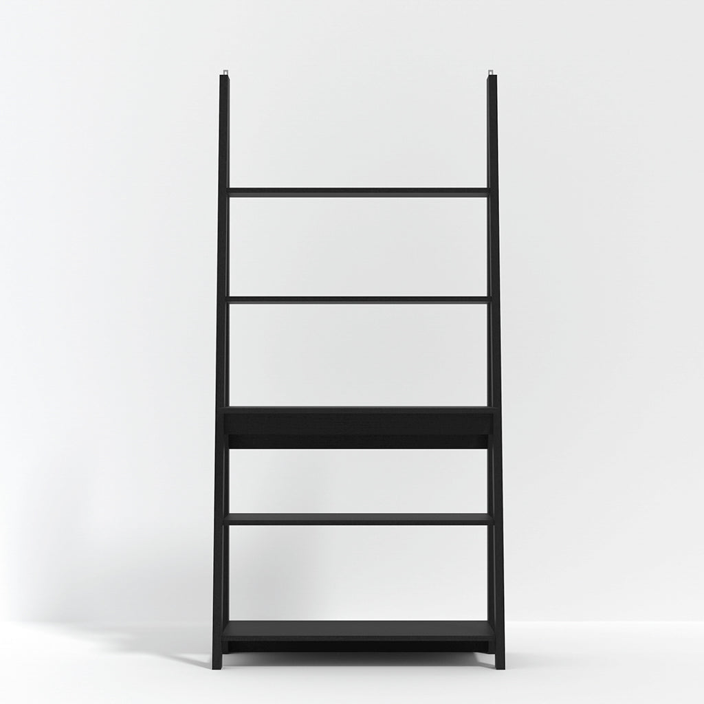 Athy Black Wooden Ladder Desk 5 Shelves