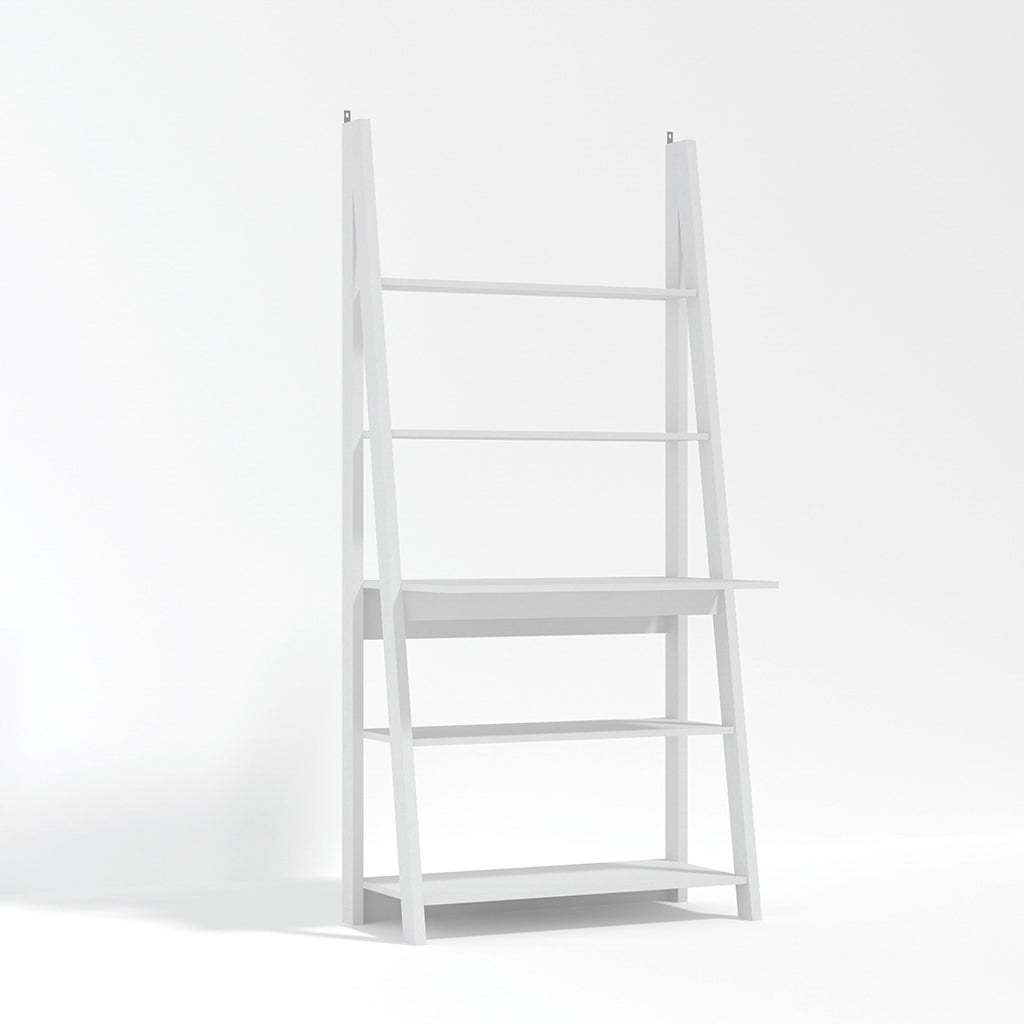 Athy White Wooden Ladder Desk 5 Shelves
