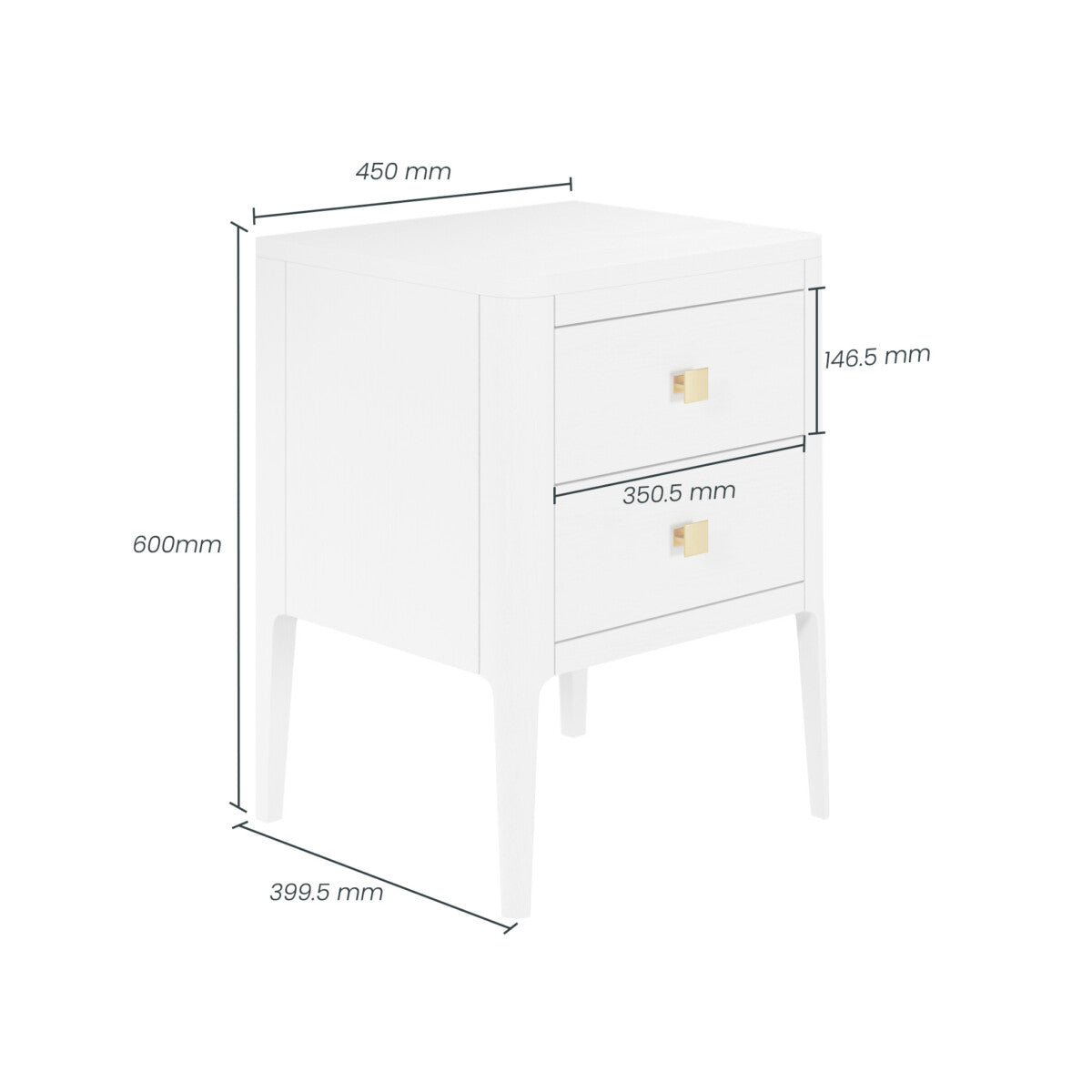 Paraty White Wood Grain Two Drawer Bedside Table