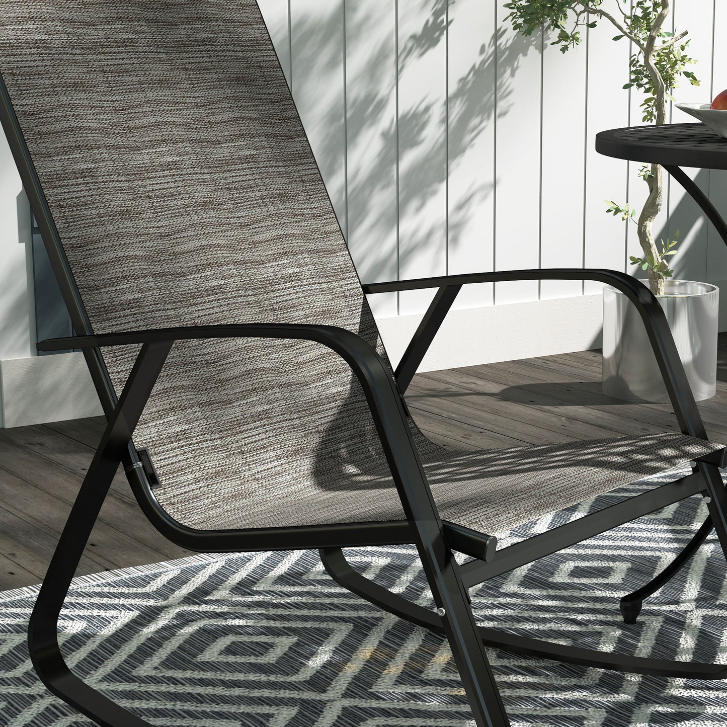 Suvi Metal Light Brown Mesh Set Of 2 Outdoor Rocking Garden Chairs