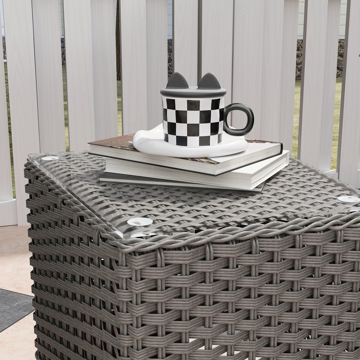 Ravi Rattan Light Grey 3 Piece Bistro Garden Furniture Set