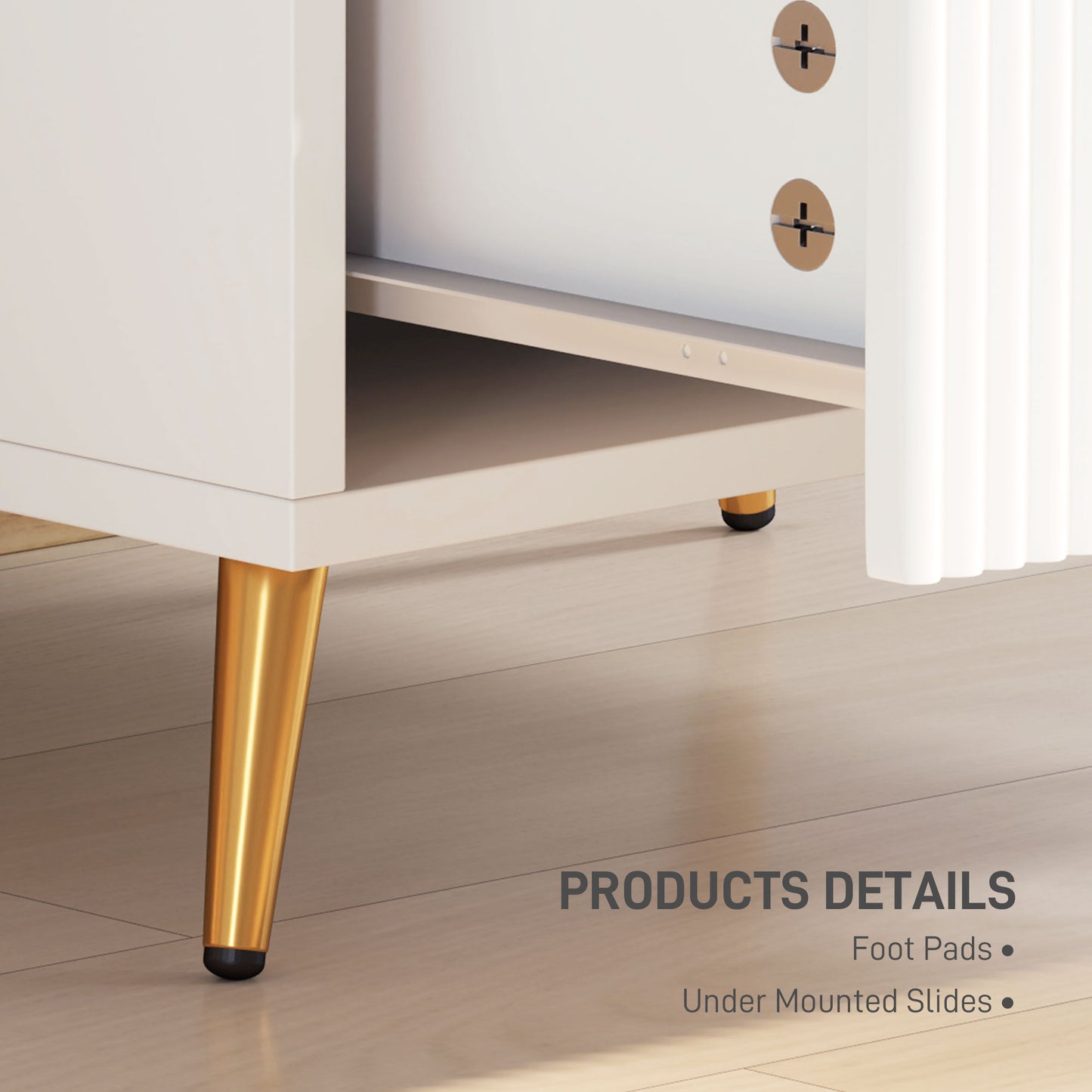 Conola Yone White Set Of 2 Elegant 2 Drawer Bedside Tables
