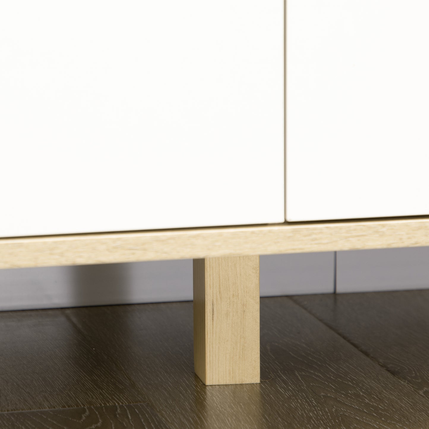 Valu Natural Wood and White Wide 6 Drawer Chest With Wooden Legs