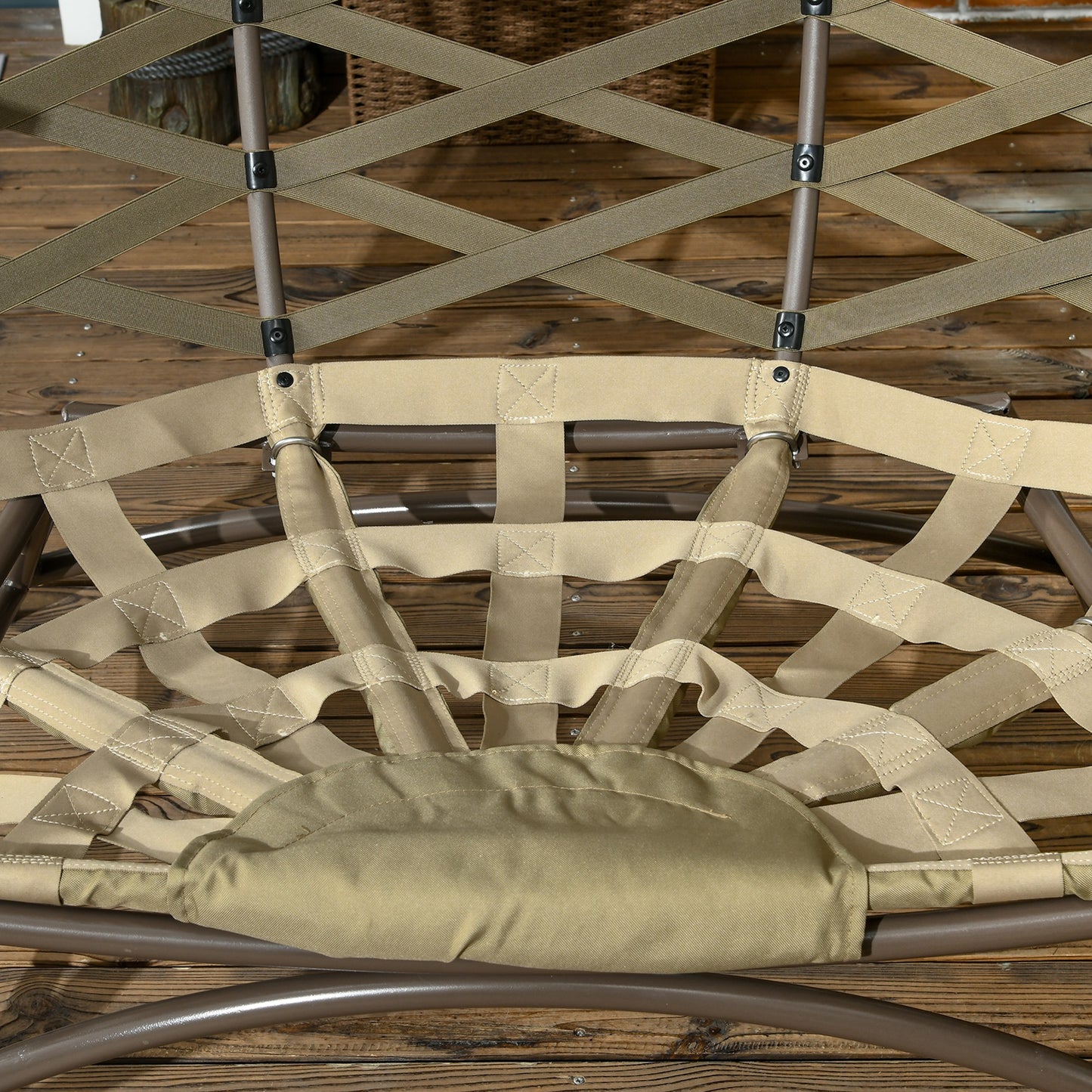 Vere Woven Rattan Khaki 2 Seater Folding Egg Chair With Cushions And Cup Holders