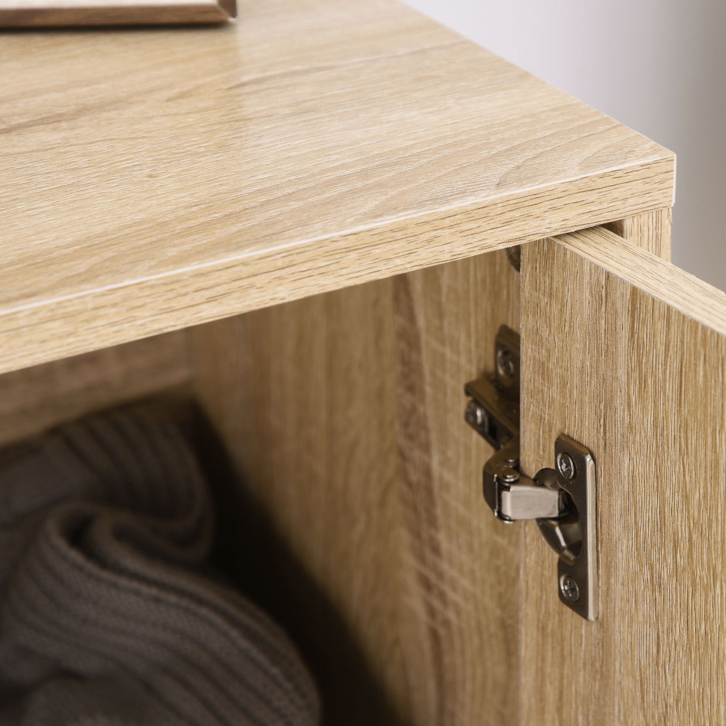 Mizi Liri Natural Oak Wood 2 Tier Storage Cabinet With Chevron Pattern