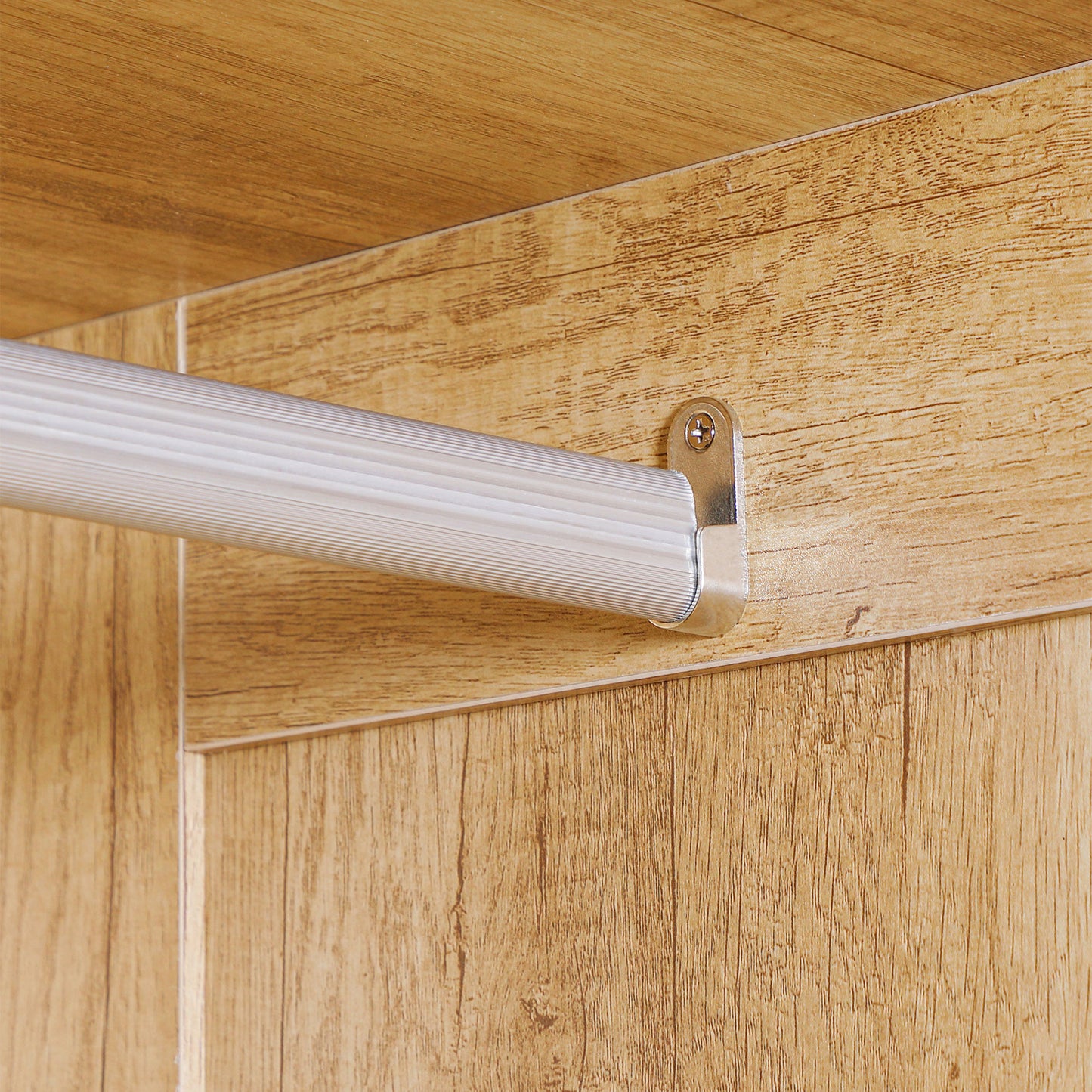 Corasoro Natural Wood Finish 2 Door Modern Wardrobe With 2 Drawers And Hanging Rail