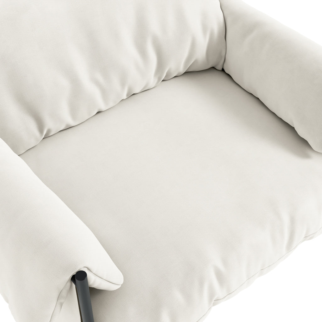 Wardour Minimalist White Houseweave Armchair Black Metal Legs