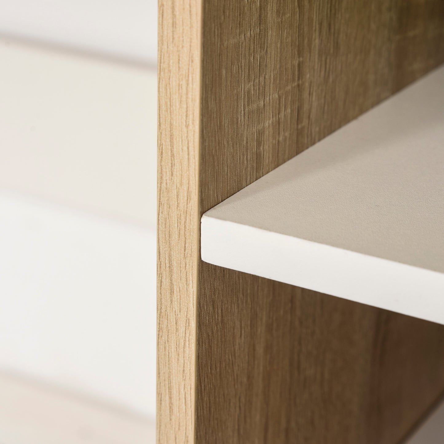 Halama 100cm Wooden Oak And White Writing Desk With 3 Tier Storage Shelving