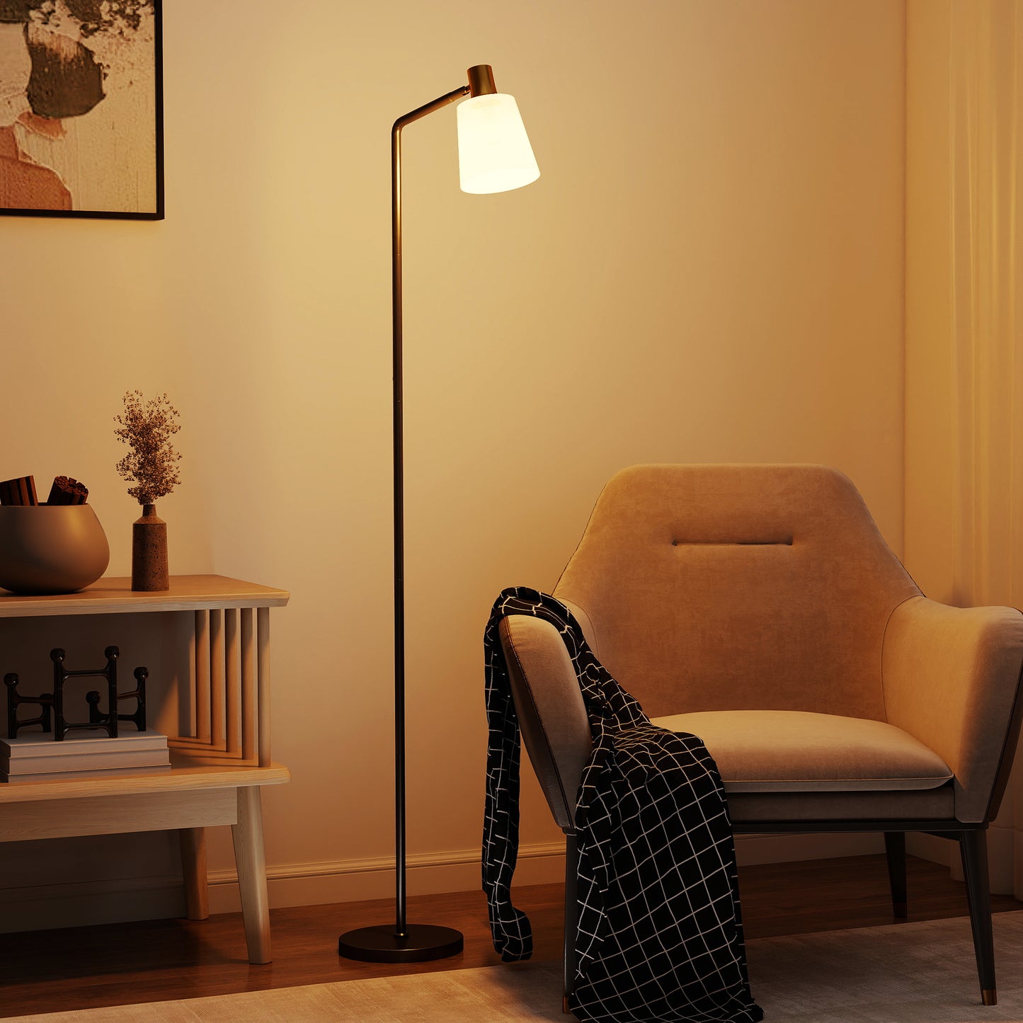 Copa Metal Black Adjustable Floor Lamp With Rotating Head And Multi Colour TemFauxrature Lighting