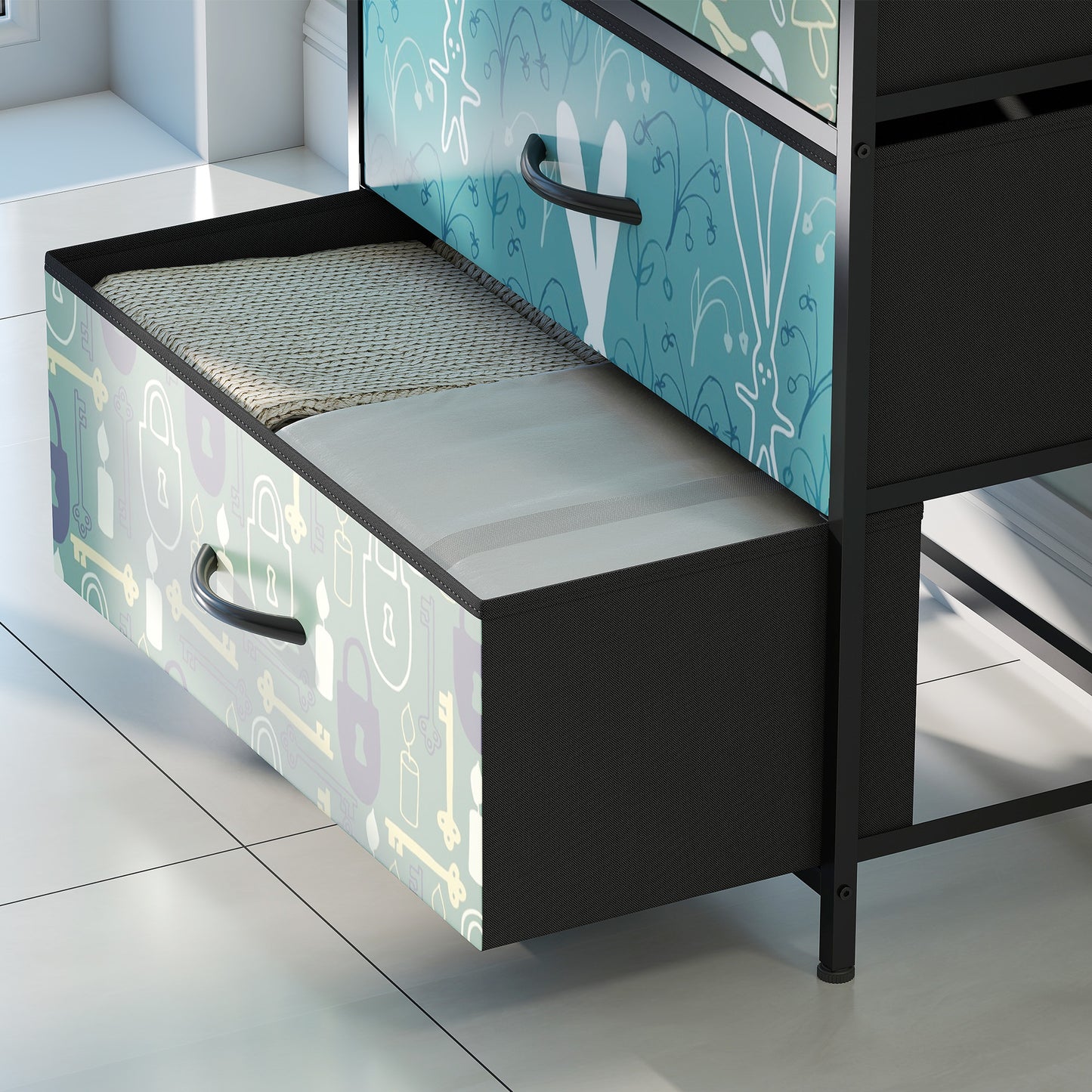 Larala Wooden Blue 4 Drawer Storage Chest