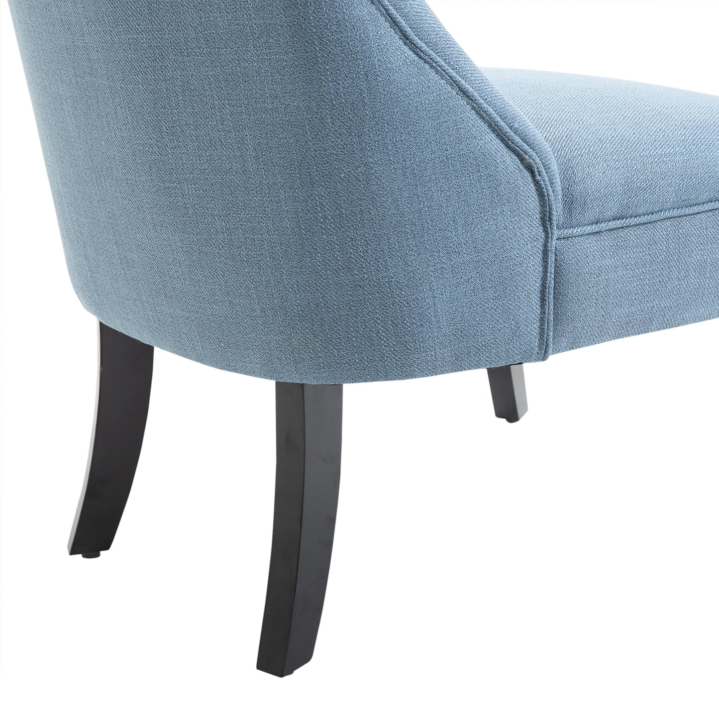 Zilono Set Of 2 Blue Armless Button Tufted Tub Chairs With Linen Upholstery