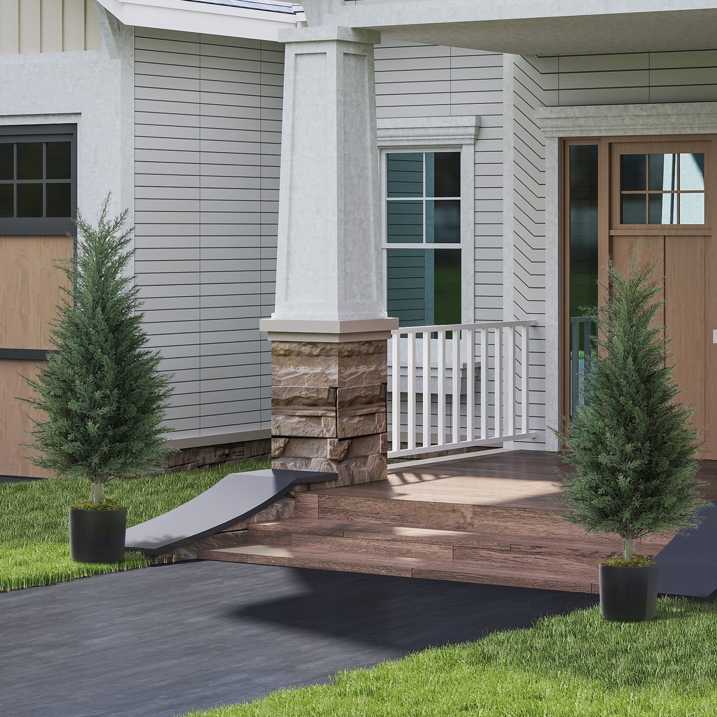 Lusa Set Of 2 Outdoor Artificial Cypress Trees H8 90cm With UV Resistant Finish