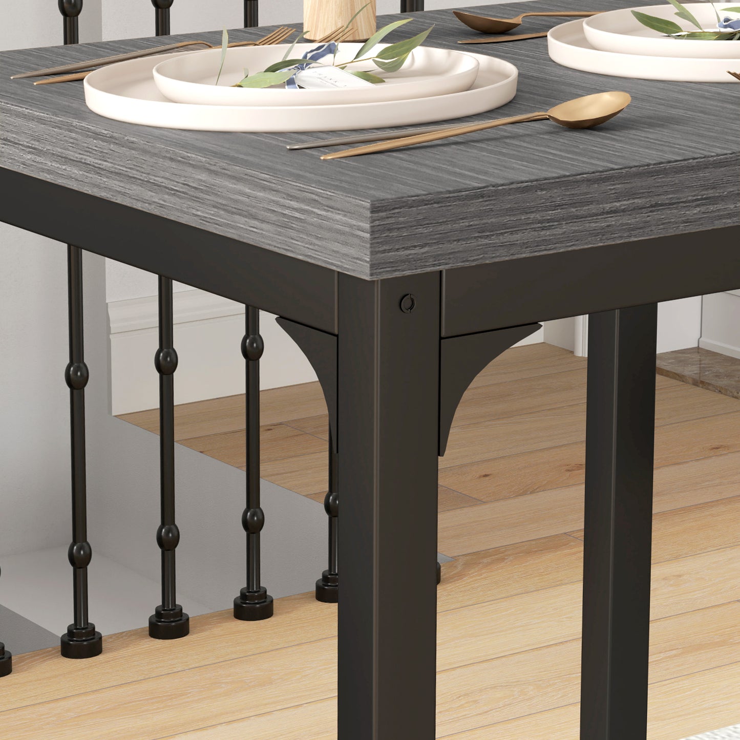 Bani Wooden Grey Wood Grain 3 Piece Compact Dining Set