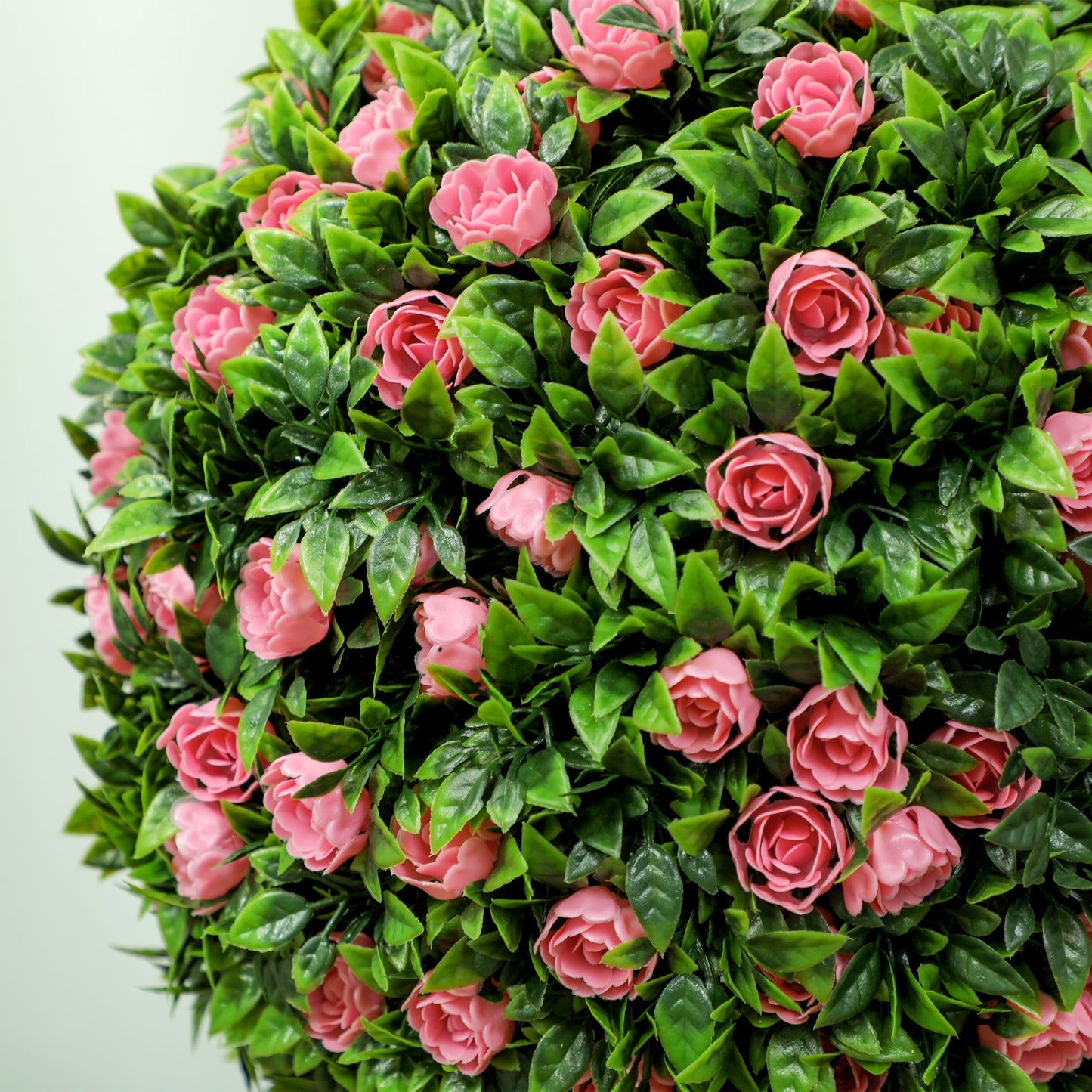Roviyo Set Of 2 Artificial Rose Flower Topiary Ball Trees In Pots H8 60cm Pink