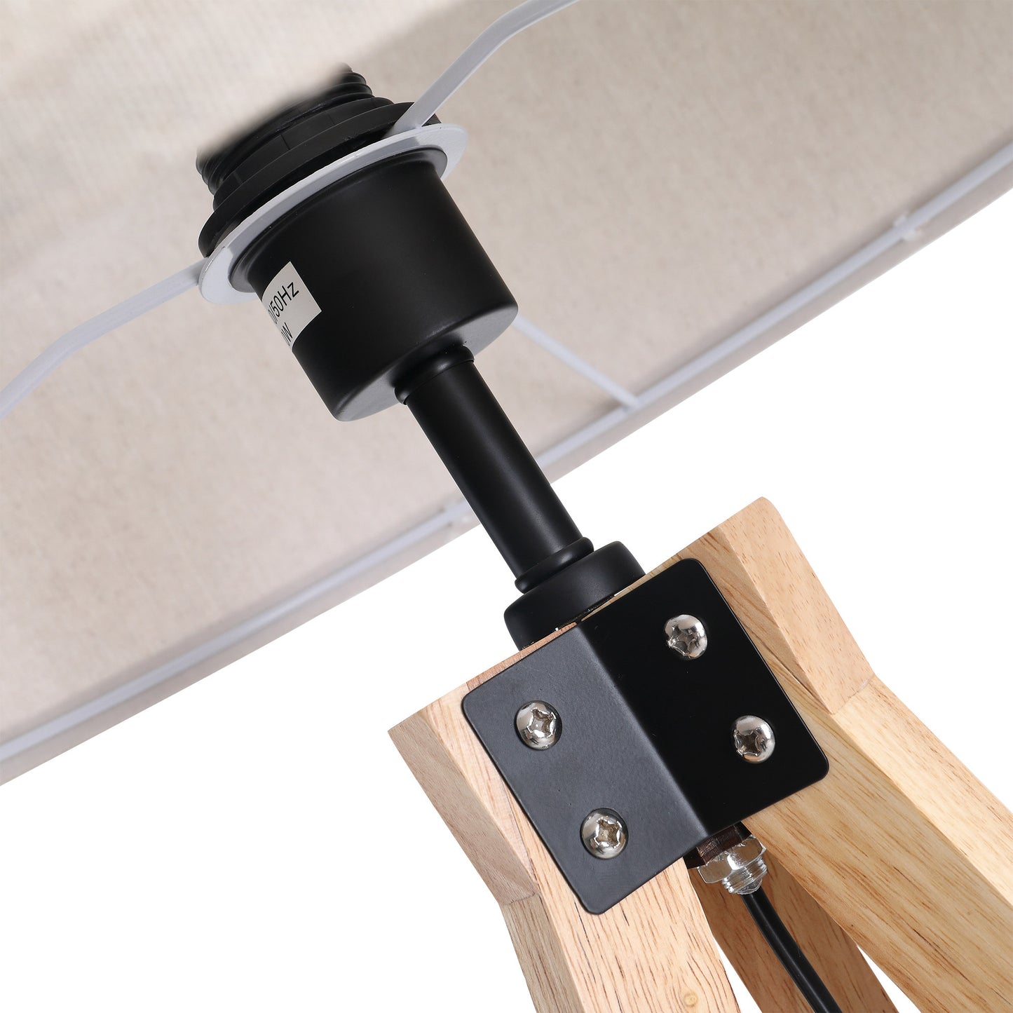 Tare Natural Wood And Fabric Beige Elegant Tripod Floor Lamp