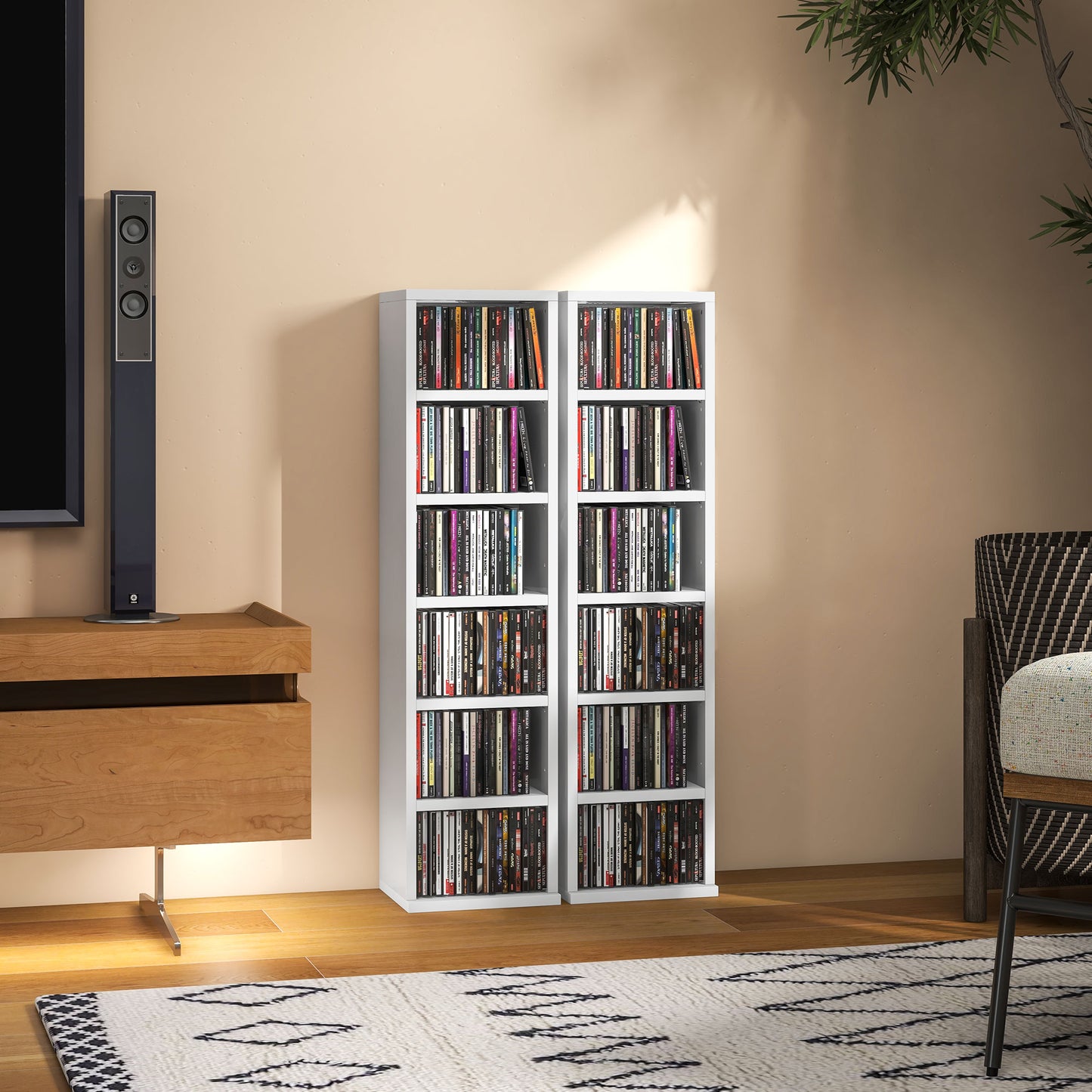 Lora Fana High Gloss White Set Of 2 CD Storage Units With 102 Disc Capacity