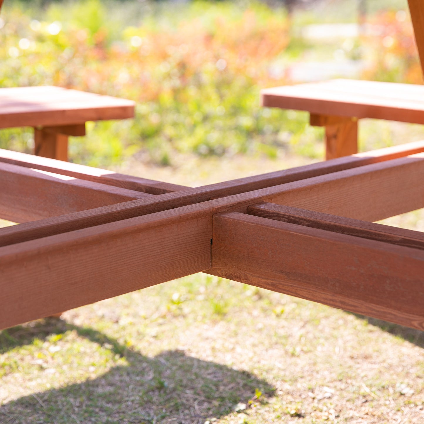Bataba Brown Fir Wood 8 Seater Outdoor Picnic Table Set