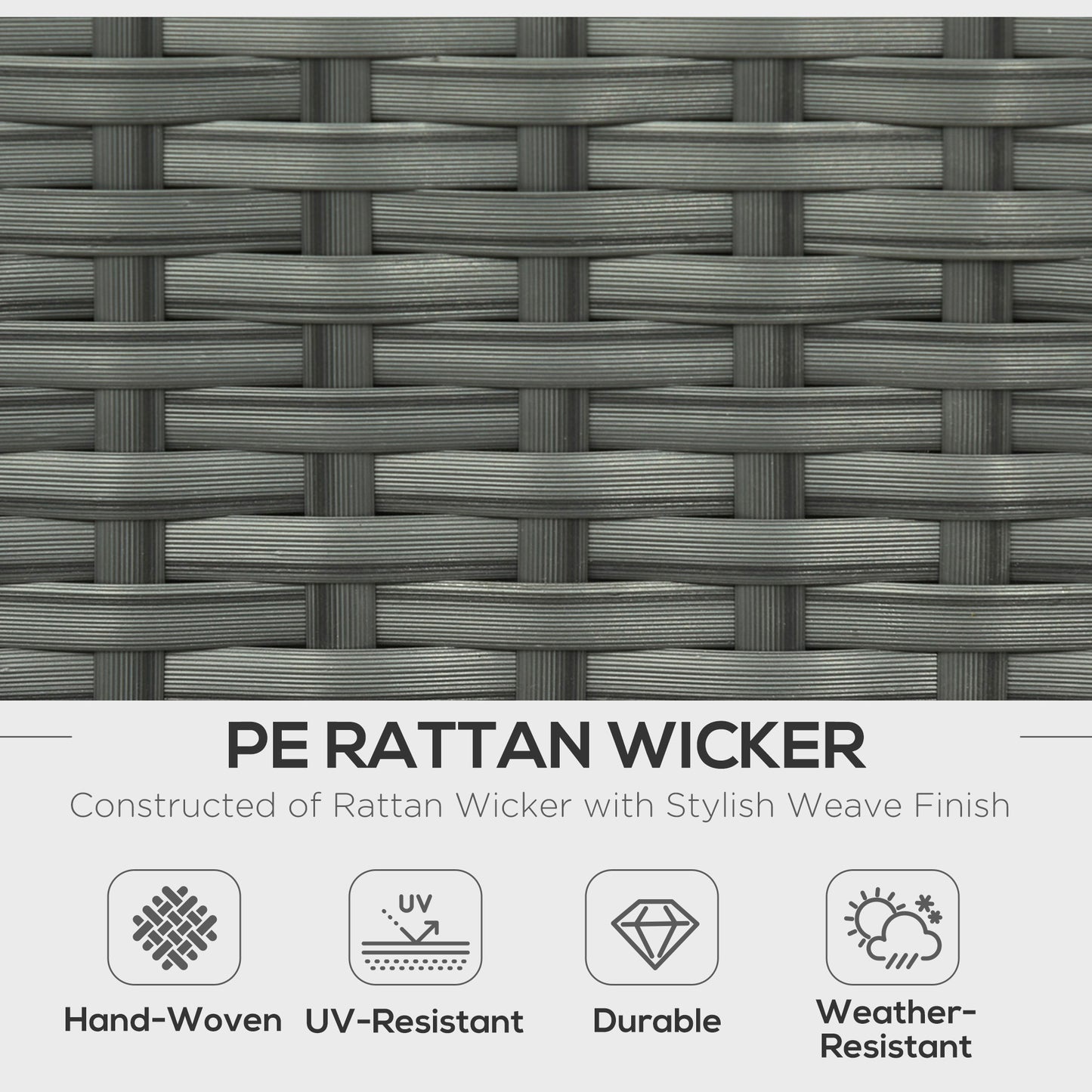 Tanette Rattan Grey 7 Seater Outdoor Sofa Set With Reclining 2 Armchairs And 2 Stools
