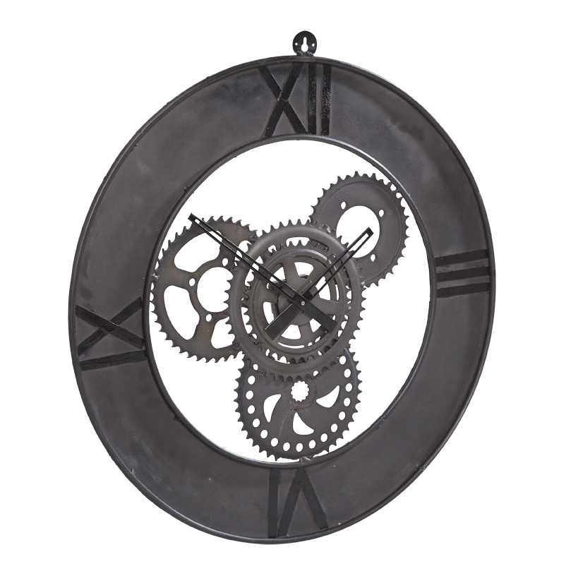 Inari Industrial Metal Cogs Wall Clock Roman Numerals