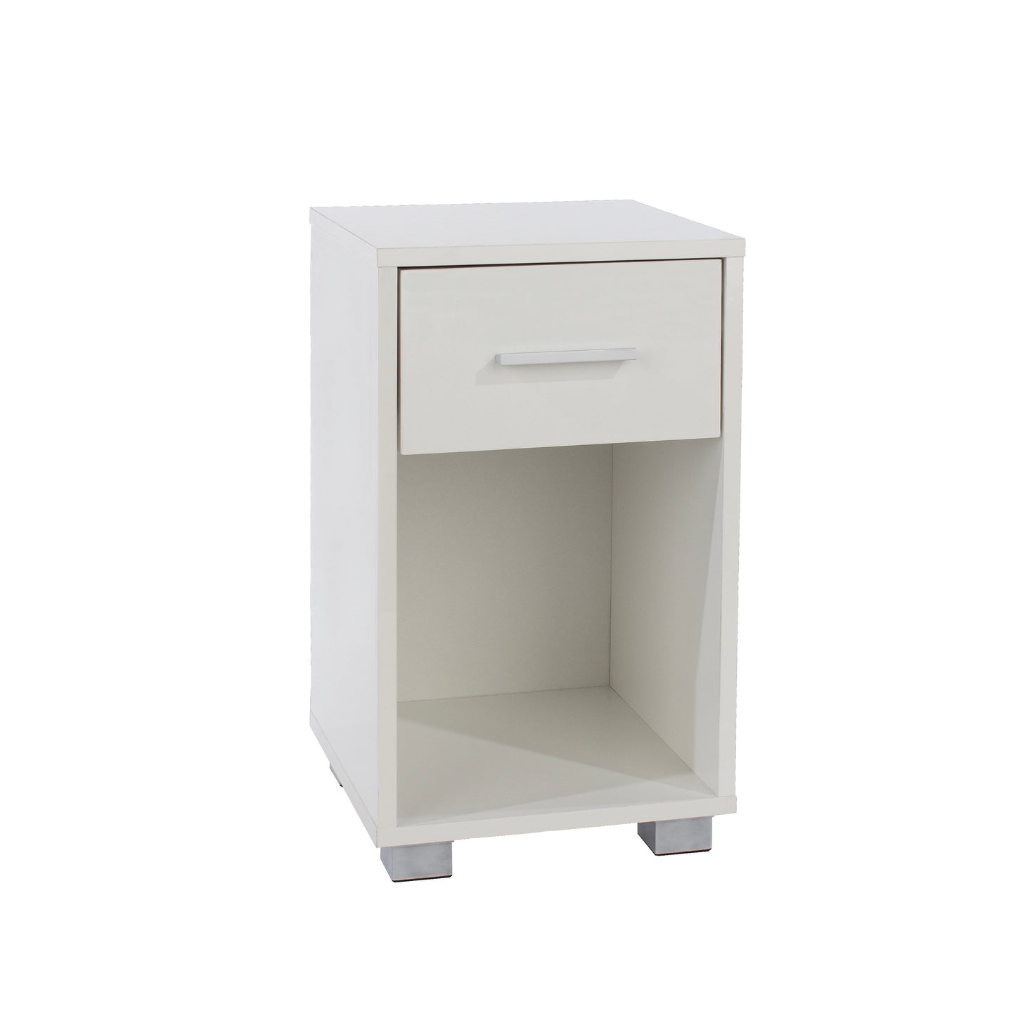 Augsburg White Gloss Wood 1 Drawer Compact Bedside Cabinet