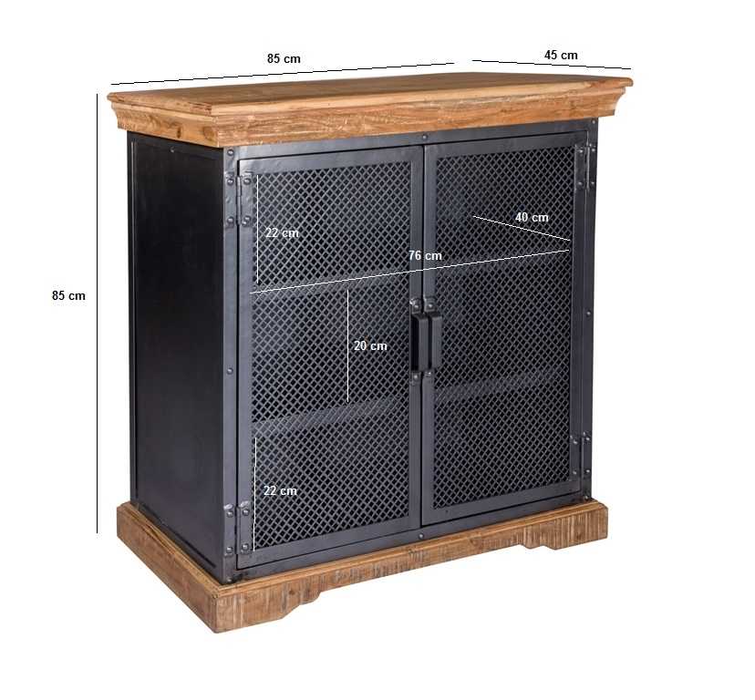 Albatross Small Mango Wood and Metal Sideboard 2 Doors