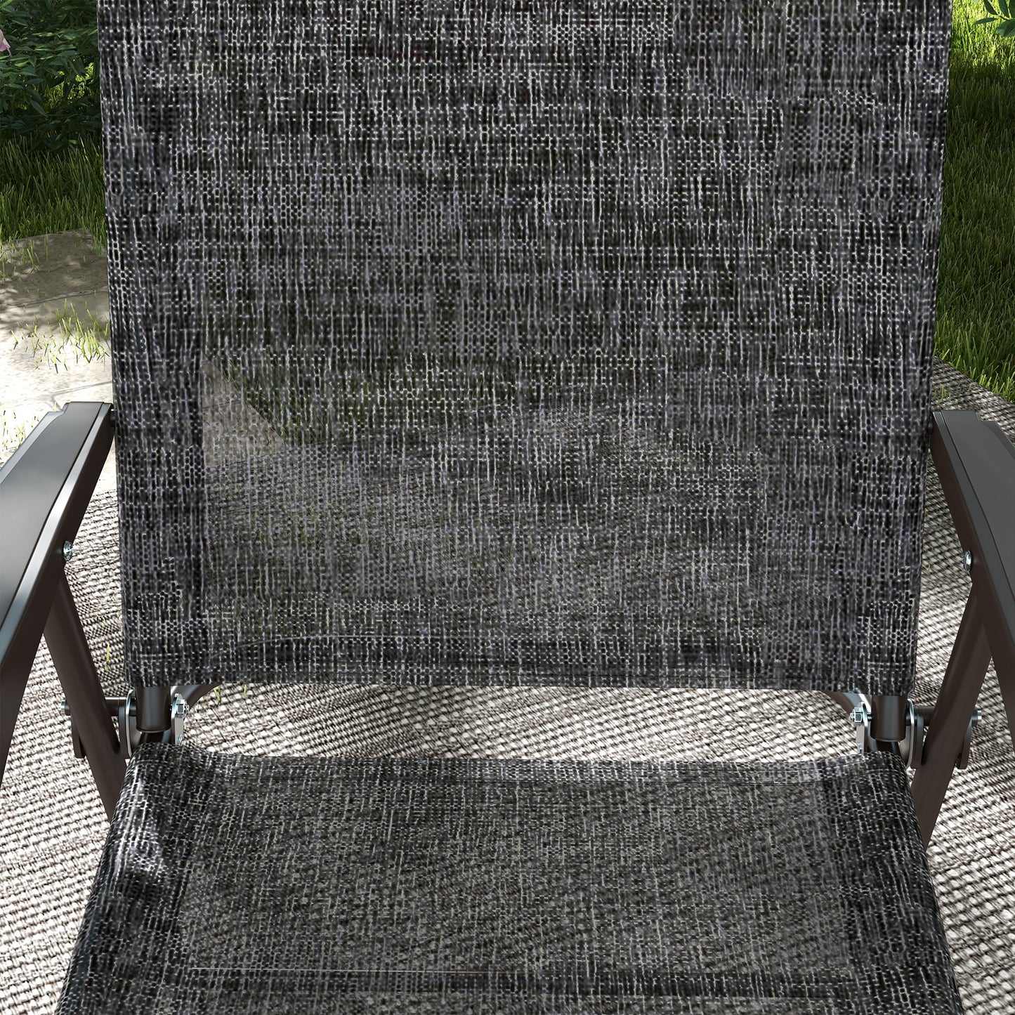 Hael Set Of 2 Metal Grey Folding Garden Chairs With Fabric Mesh Seats