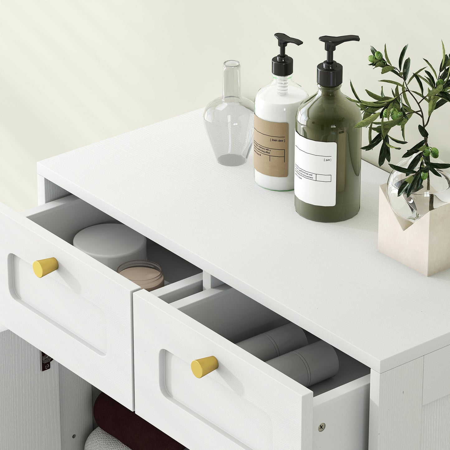 Pareto Bathroom Floor Storage Cabinet With 2 Drawers White