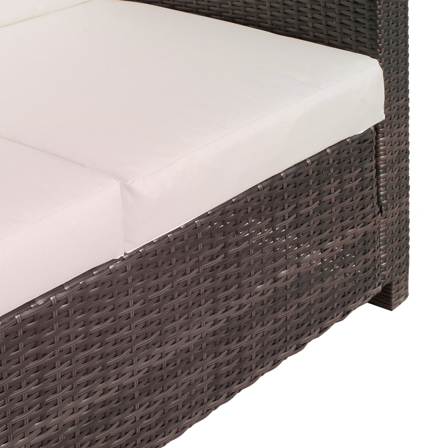 Sese Rattan Brown 2 Seater Outdoor Sofa with White Cushions