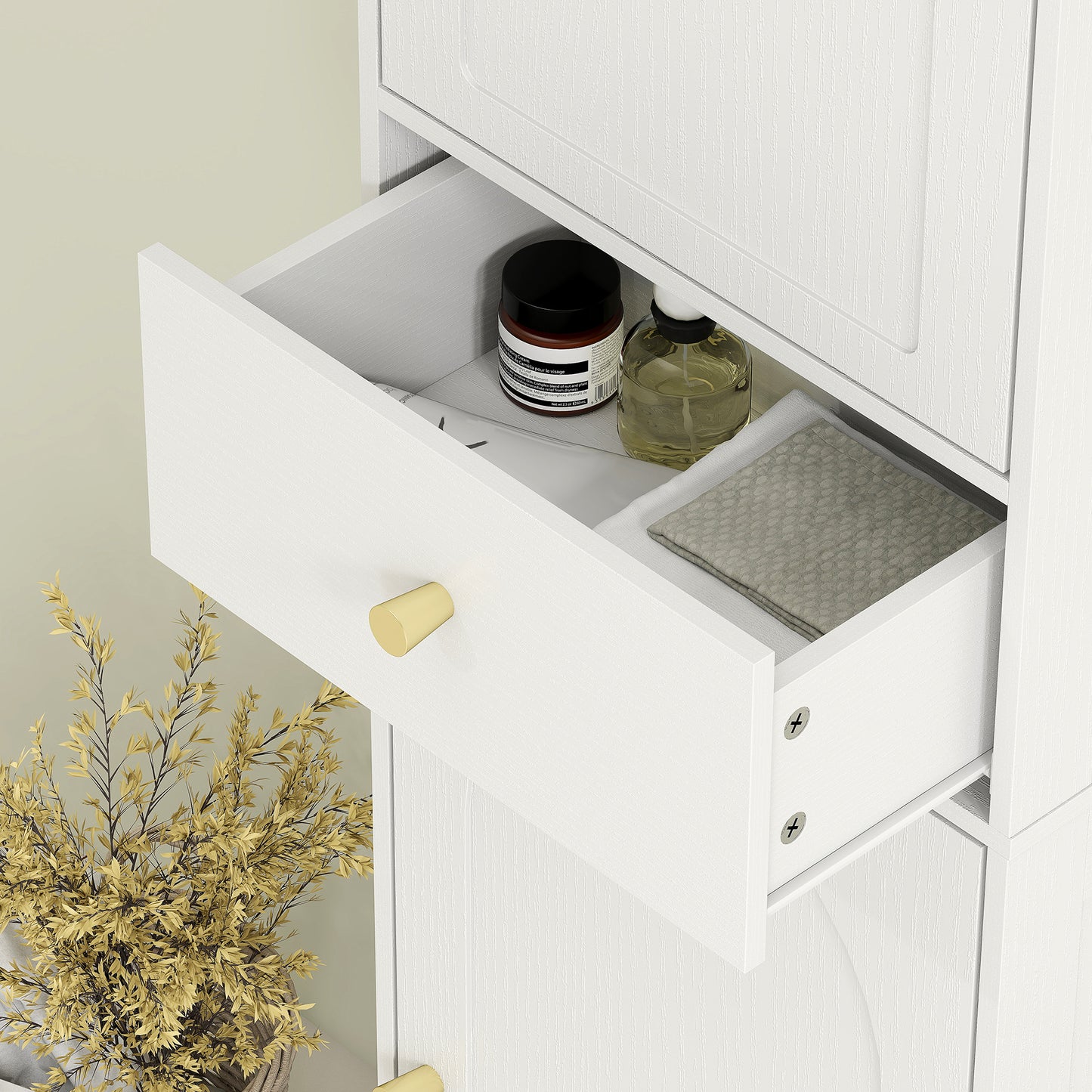 Remodi Bara Tall Bathroom Storage Cabinet With Arched Door Design White
