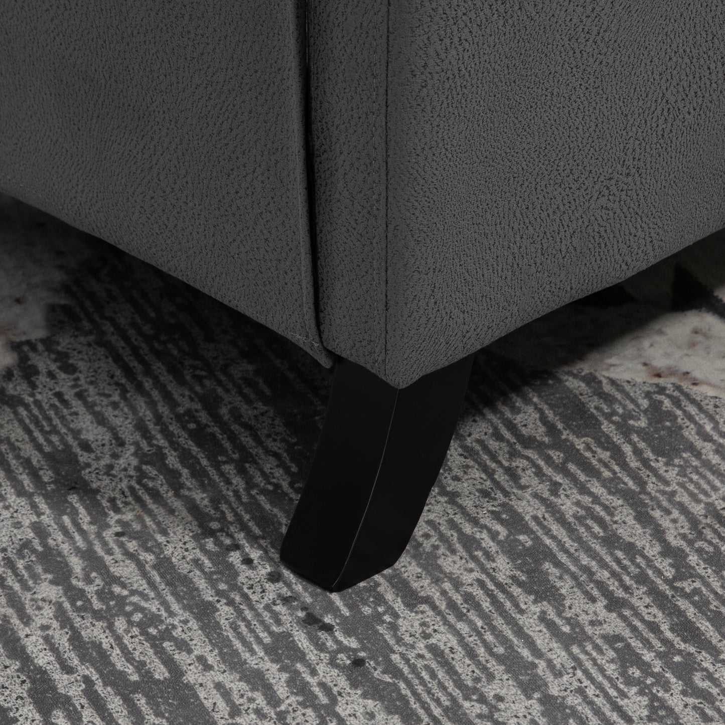 Lino Microfibre Deep Grey Button Tufted Recliner Armchair With Leg Rest