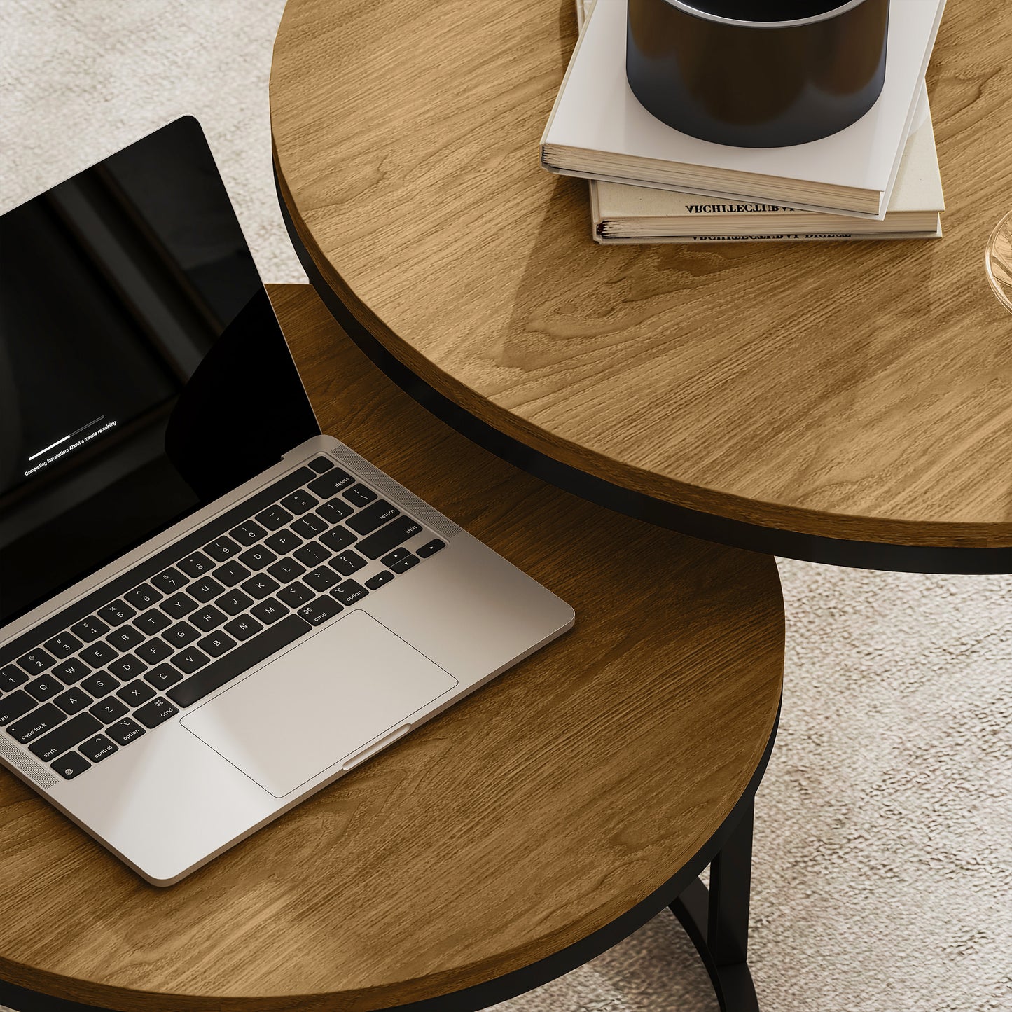 Lenima Rato Set Of 2 Natural Brown Wood Effect Nesting Tables