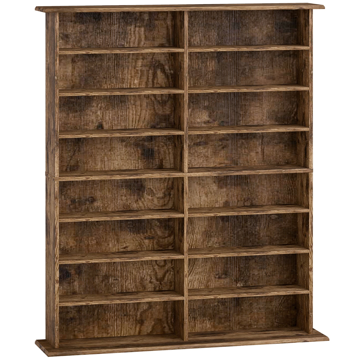 Wooden Rustic Brown 6teen Compartment Media Storage Shelf