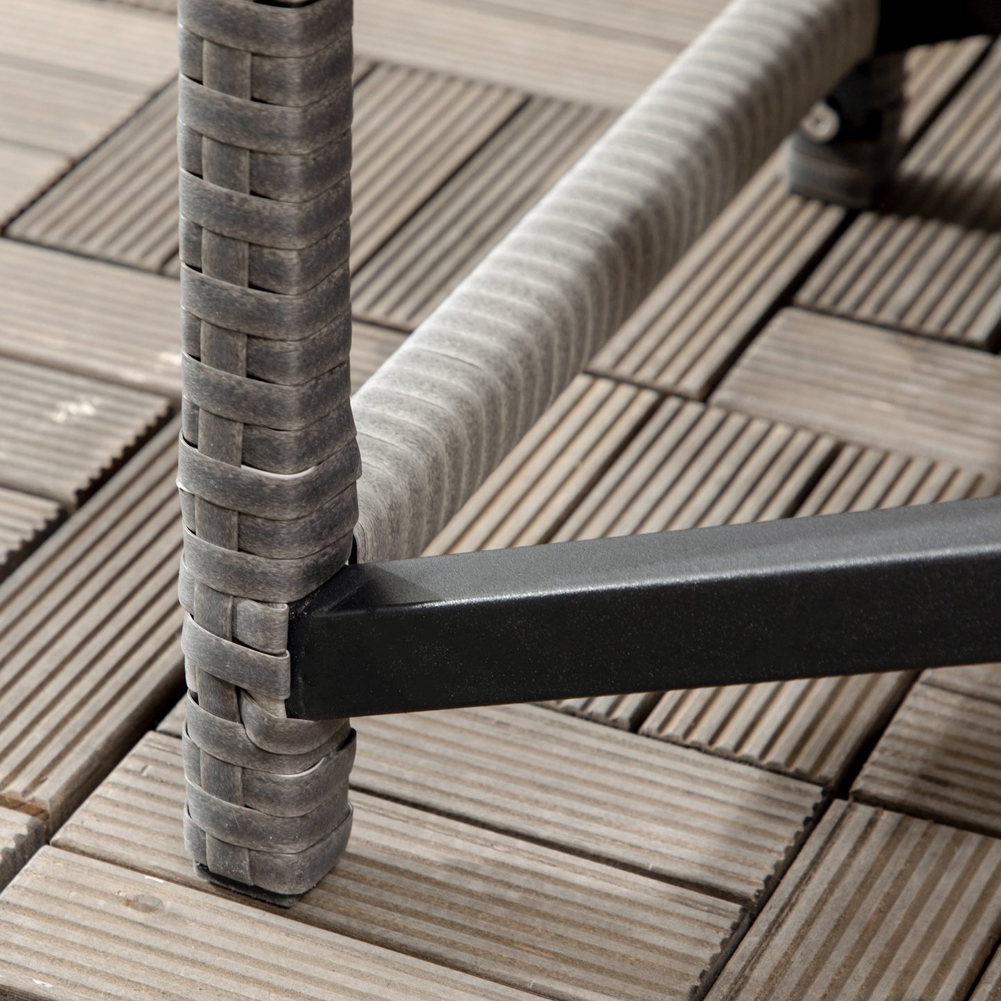 Donori Grey Rattan Outdoor Coffee Table With X Frame with Woven Top
