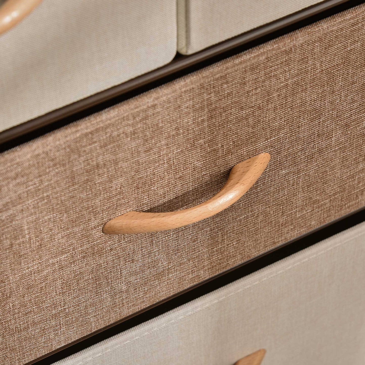 Neelvefa Metal And Wood Neutral Finish 5 Fabric Storage Drawer With Steel Frame