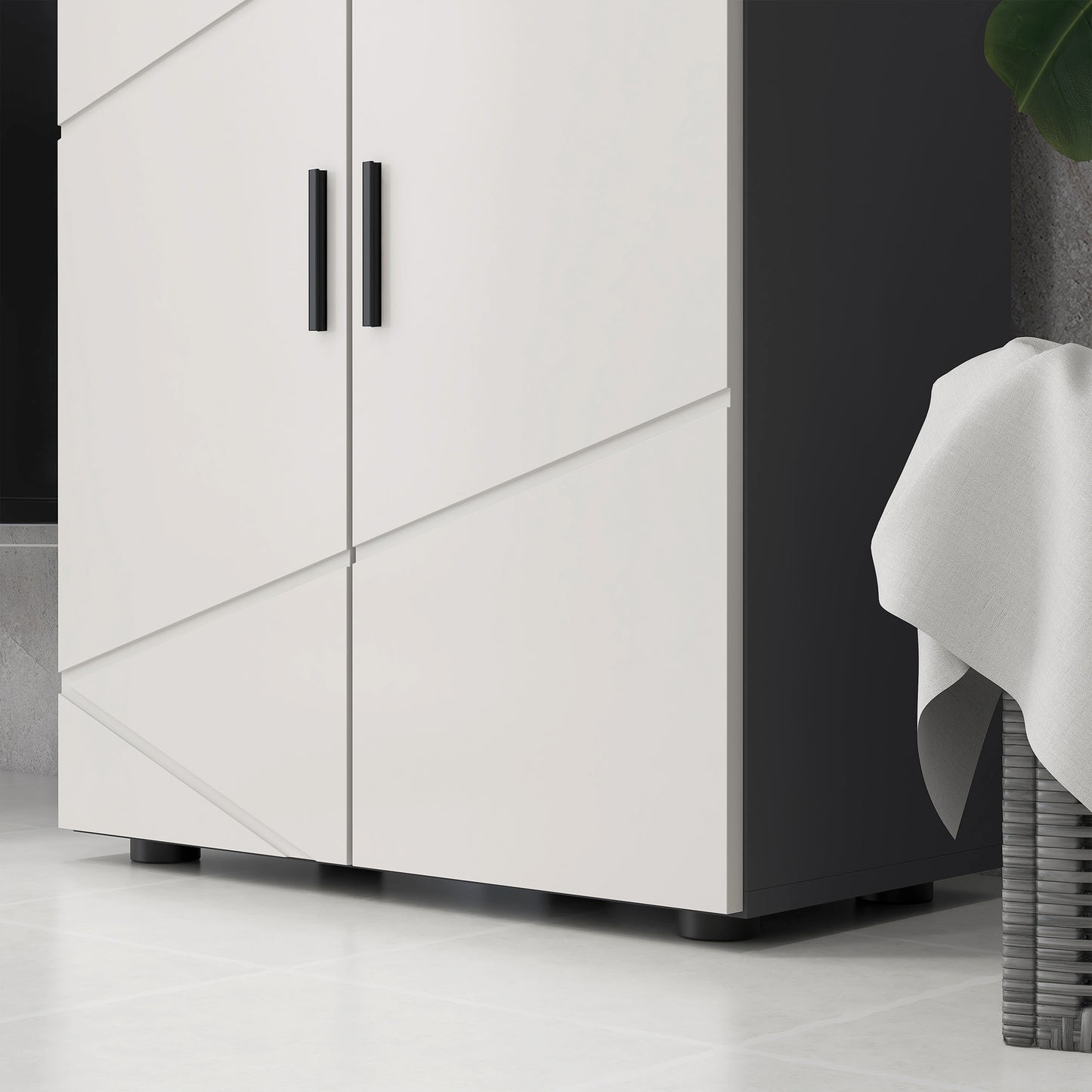 Lususa Sasu Compact Grey Bathroom Storage Cabinet With 2 Doors Adjustable Shelves And Soft Close Design