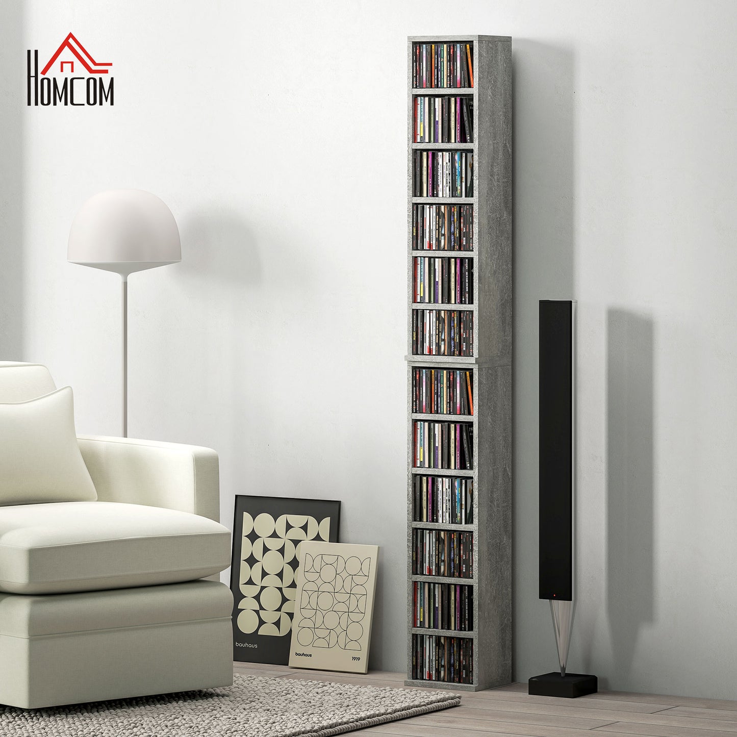 Tato Sefi Wood Cement Grey Set Of 2 CD Storage Units With 102 Disc Capacity