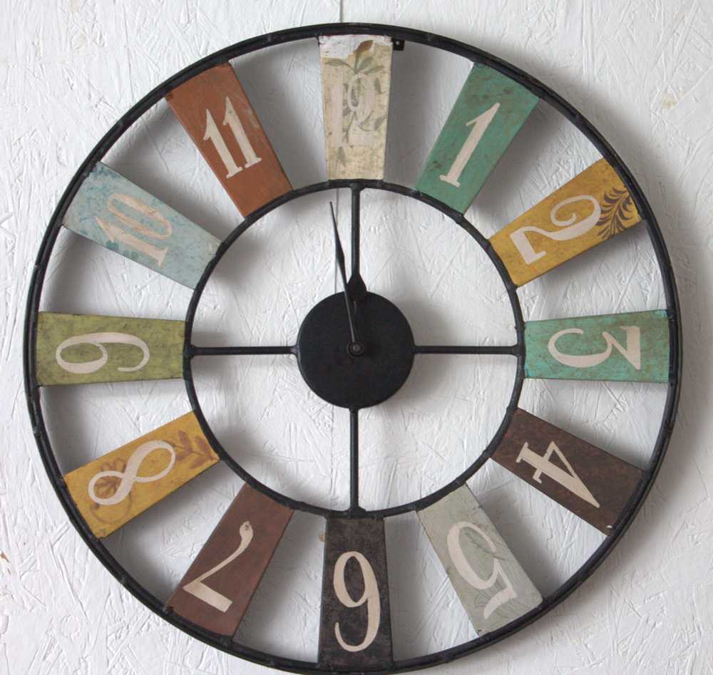 Inari Large Industrial Metal Wall Clock Colour Numbers