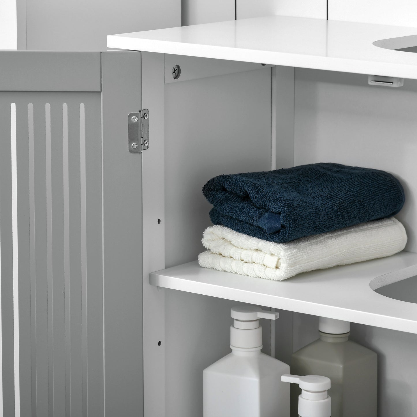 Nelike Grey Under Sink Vanity Unit With Double Doors And Adjustable Shelving Modern Design