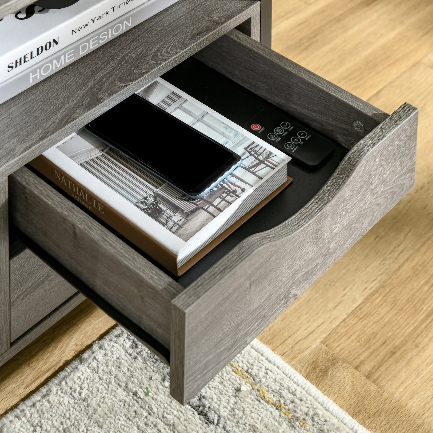 Sesopa Metal Grey Industrial Slim Bedside Table With Drawer And Shelf