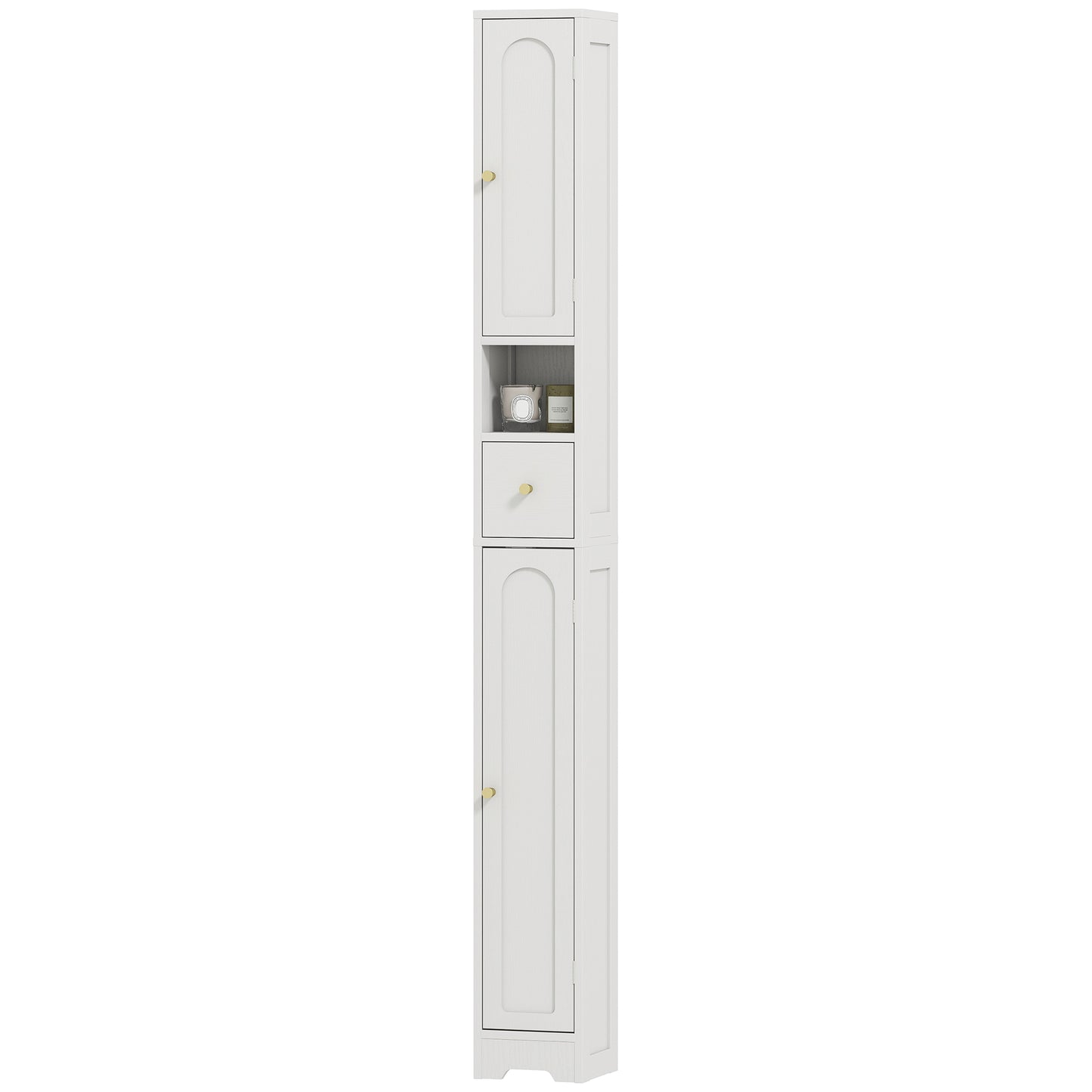 Extra Tall Bathroom Storage Cabinet With Arched Doors White 185cm